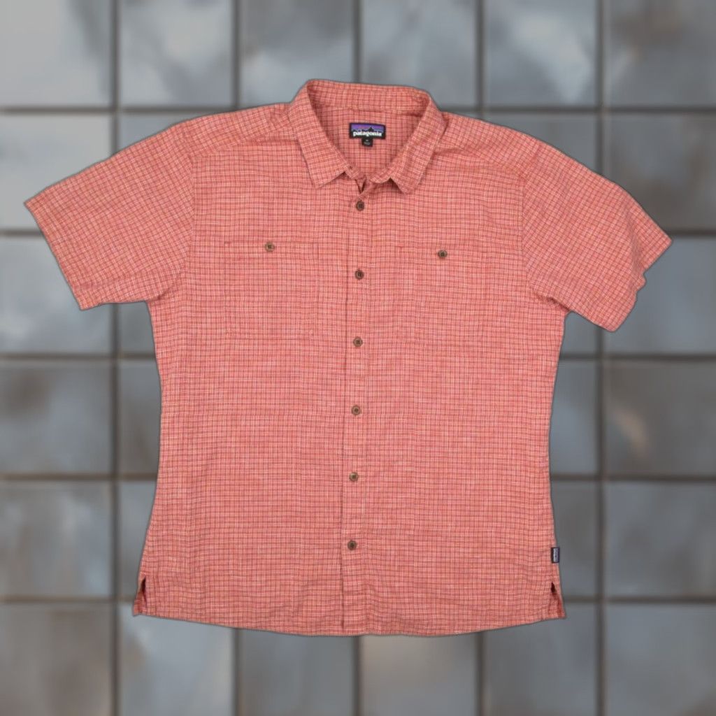 Patagonia PATAGONIA Shirt Mens XL Red Button-Up Back Step Organic Cotton Hemp Short Sleeve Geometric Vintage No Size US XL / EU 56 / 4 - 1 Thumbnail