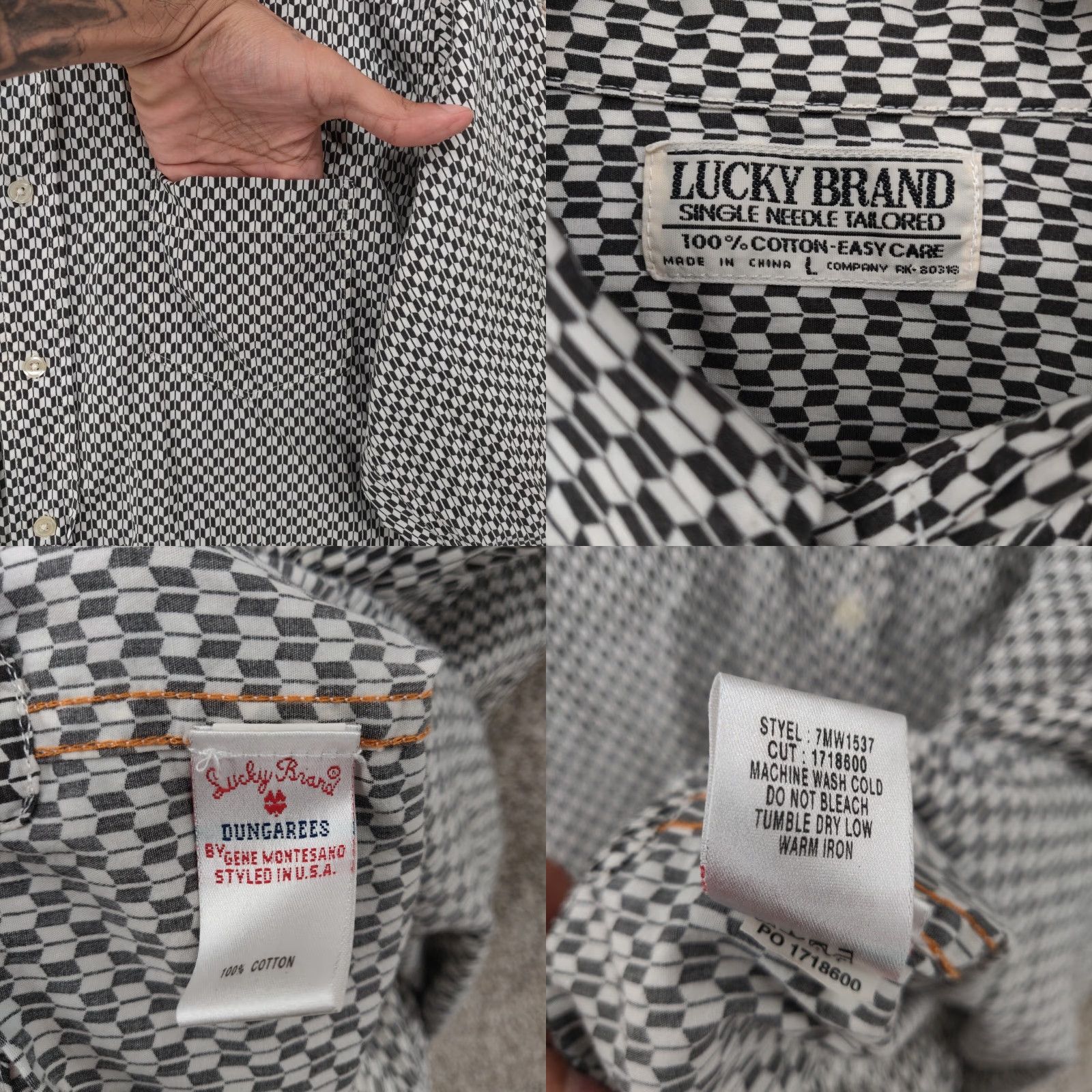 Lucky Brand VINTAGE Lucky Brand Shirt Men Large Check Single Needle Tailored Long Sleeve Button Size US L / EU 52-54 / 3 - 8 Thumbnail