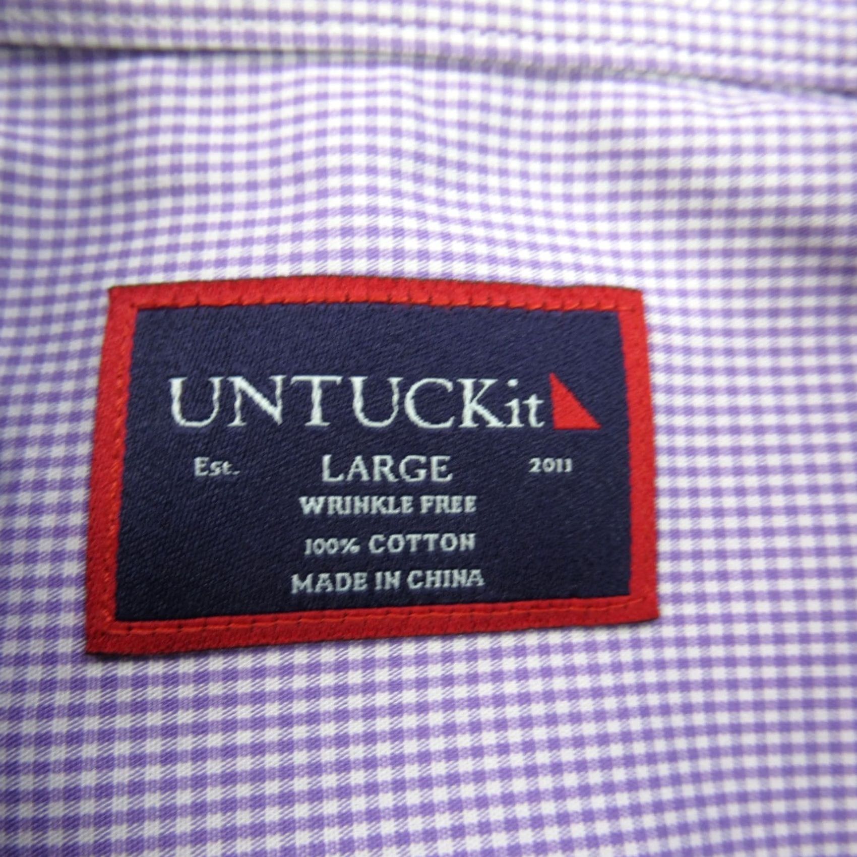 UNTUCKit UNTUCKit Mens Large Long Sleeve Button Front Casual Checks Purple Shirt Size US XXL / EU 58 / 5 - 3 Thumbnail