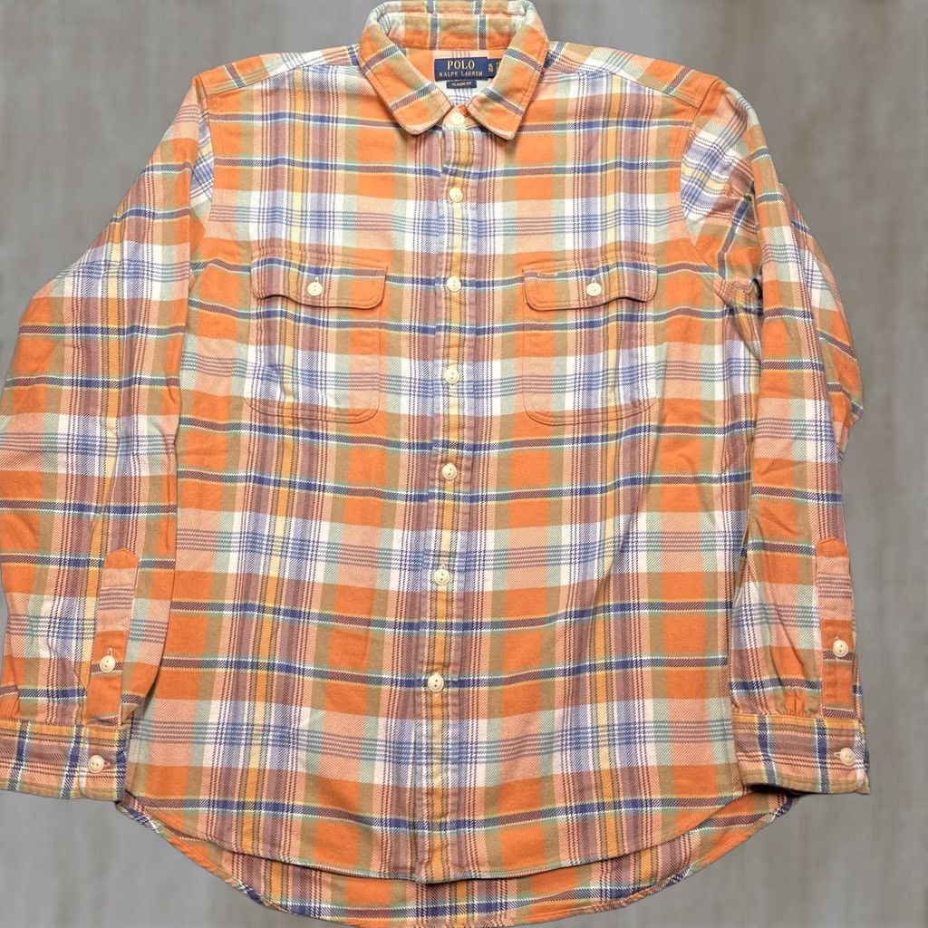 Polo Ralph Lauren Polo Ralph Lauren Shirt Mens XL Orange Plaid Flannel Long Sleeve Button-Up Size US XL / EU 56 / 4 - 1 Thumbnail