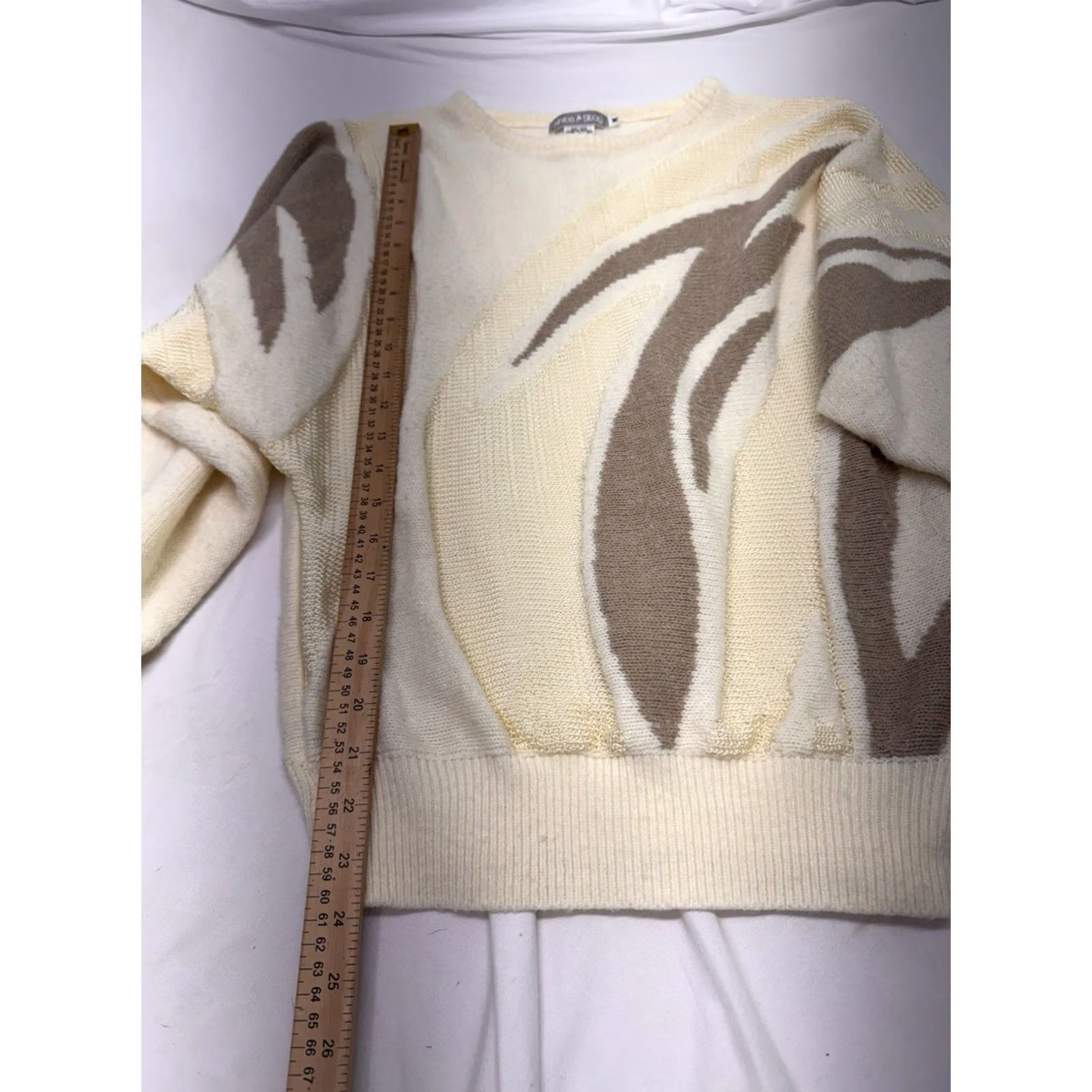 Vintage VINTAGE White Stag sweater Med Cream & Brown Cable Knitting Oversized 80's Size M / US 6-8 / IT 42-44 - 5 Thumbnail