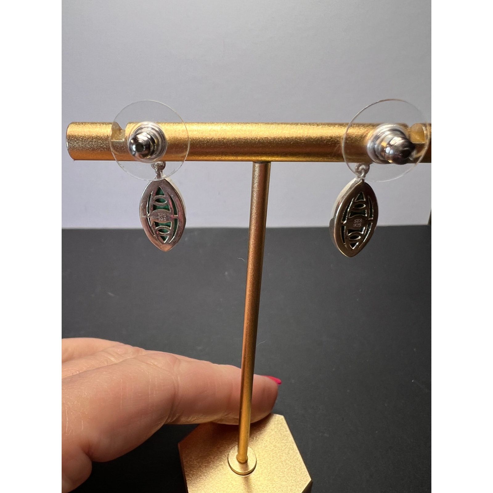 Other Malachite and olive CZ sterling silver earrings Size ONE SIZE - 10 Thumbnail
