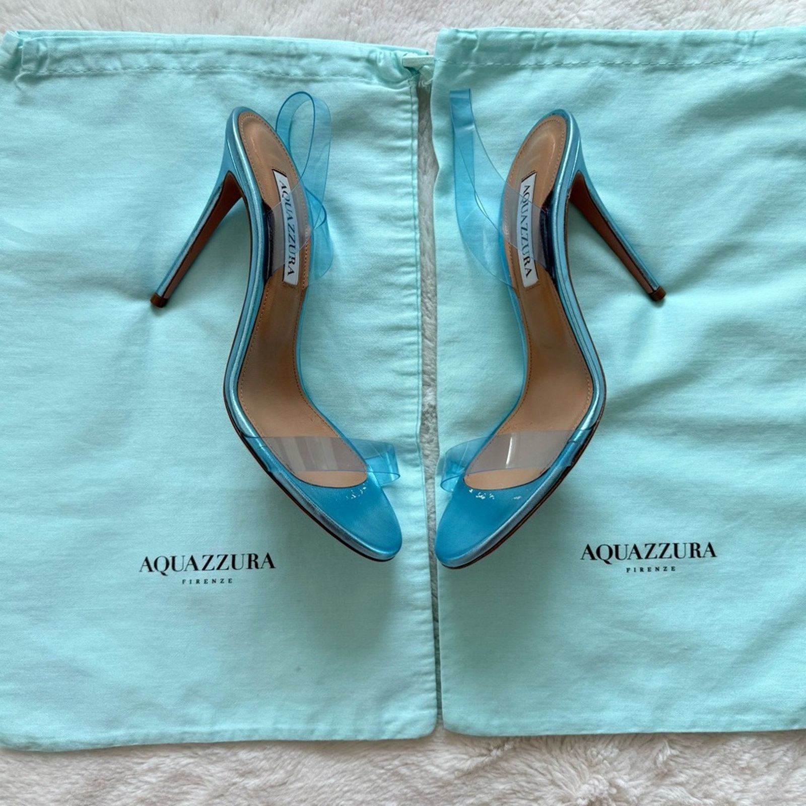 Aquazzura Aquazzura blue metallic women heel sandals size 37.5 EU Size US 7.5 / IT 37.5 - 10 Thumbnail