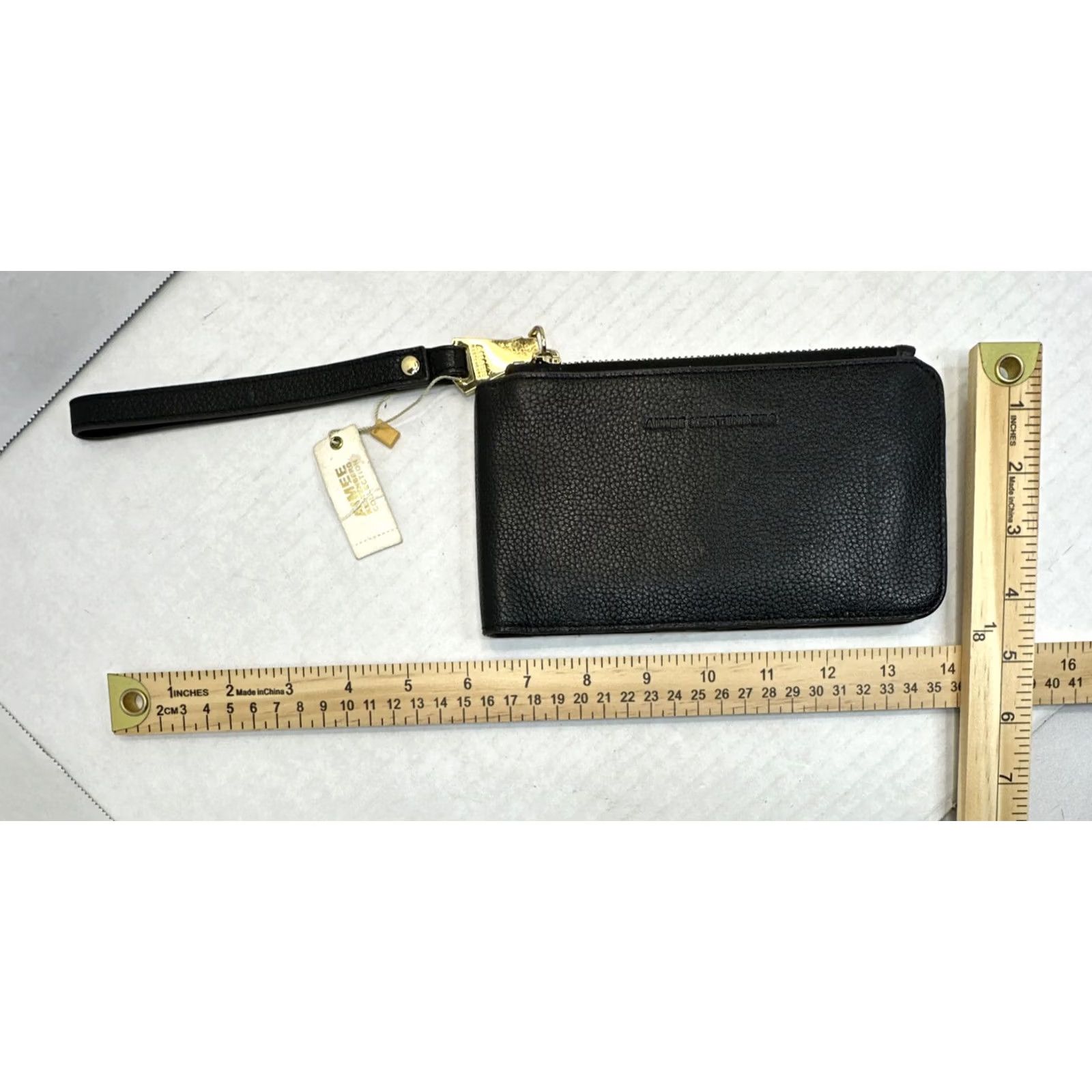 Vintage Aimee Kestenberg Wallet Wristlet Black Genuine Leather Flip Zip Snap 10 Card Slot Mirror ID Womens Leather Wristlet Size ONE SIZE - 2 Thumbnail