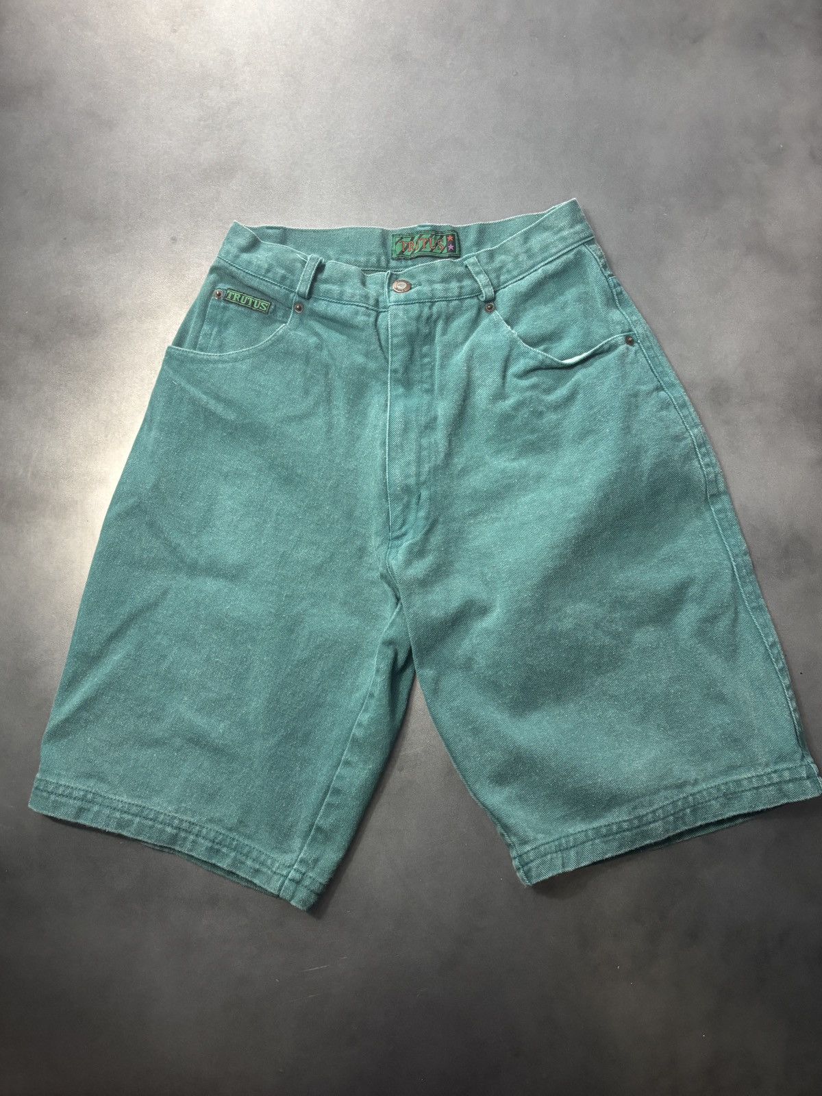 Vintage Vintage Jeans Shorts 90s Green Denim Faded Vintage Jorts Size US 27 - 9 Thumbnail