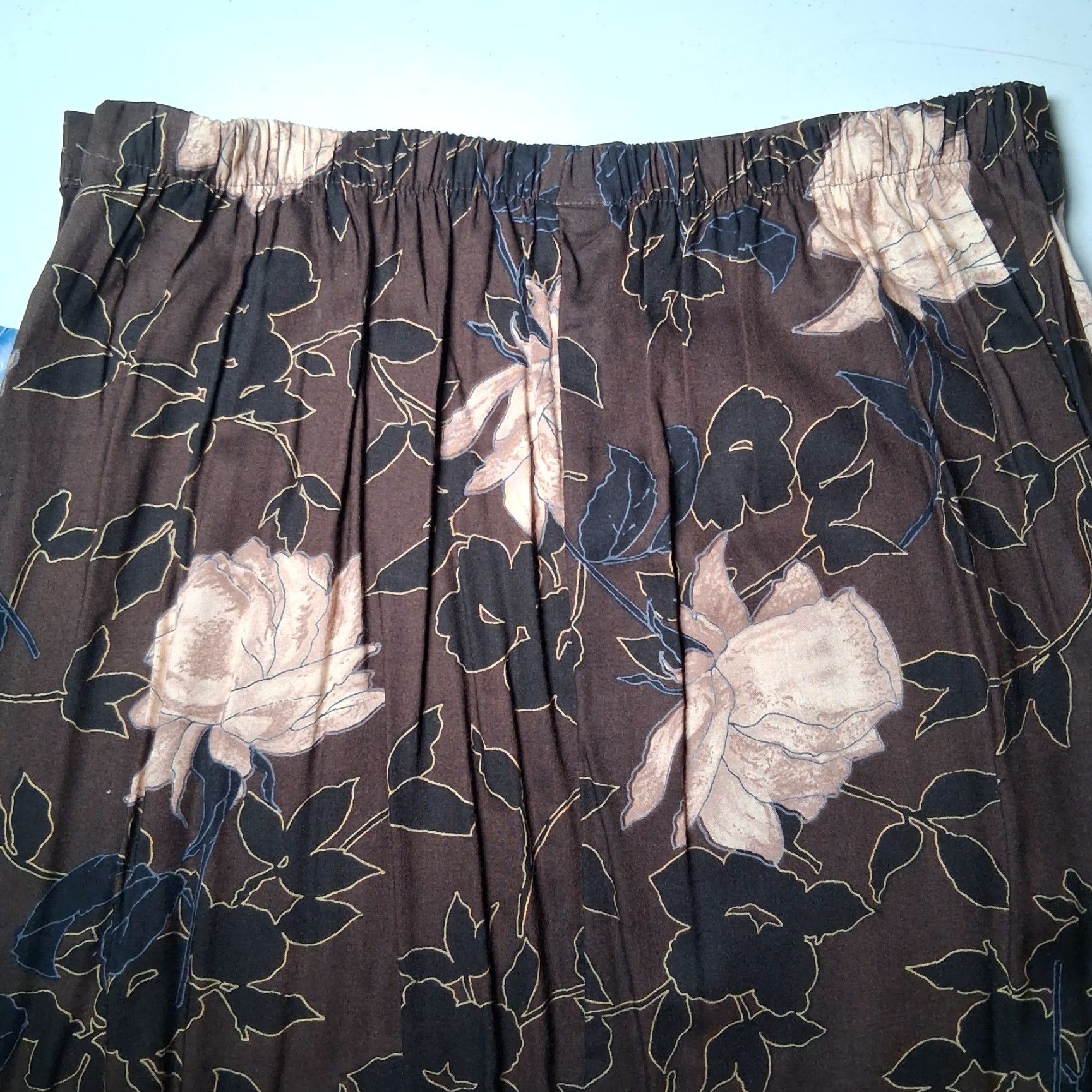 Vintage VINTAGE Skirt L Brown Floral Maxi Rayon USA Made Ship n Shore Size Large Long New Size 36" / US 14 / IT 50 - 6 Thumbnail