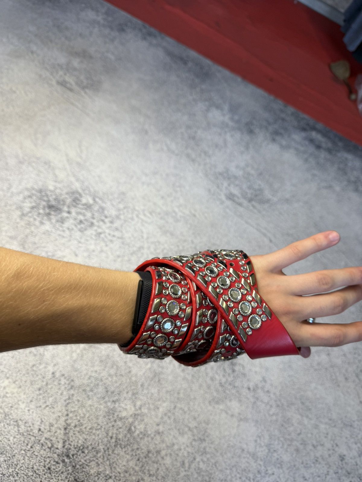 B.B. Simon Y2k 2000s BB Simon Type Red Rhinestone Crystal Belt Size ONE SIZE - 4 Thumbnail