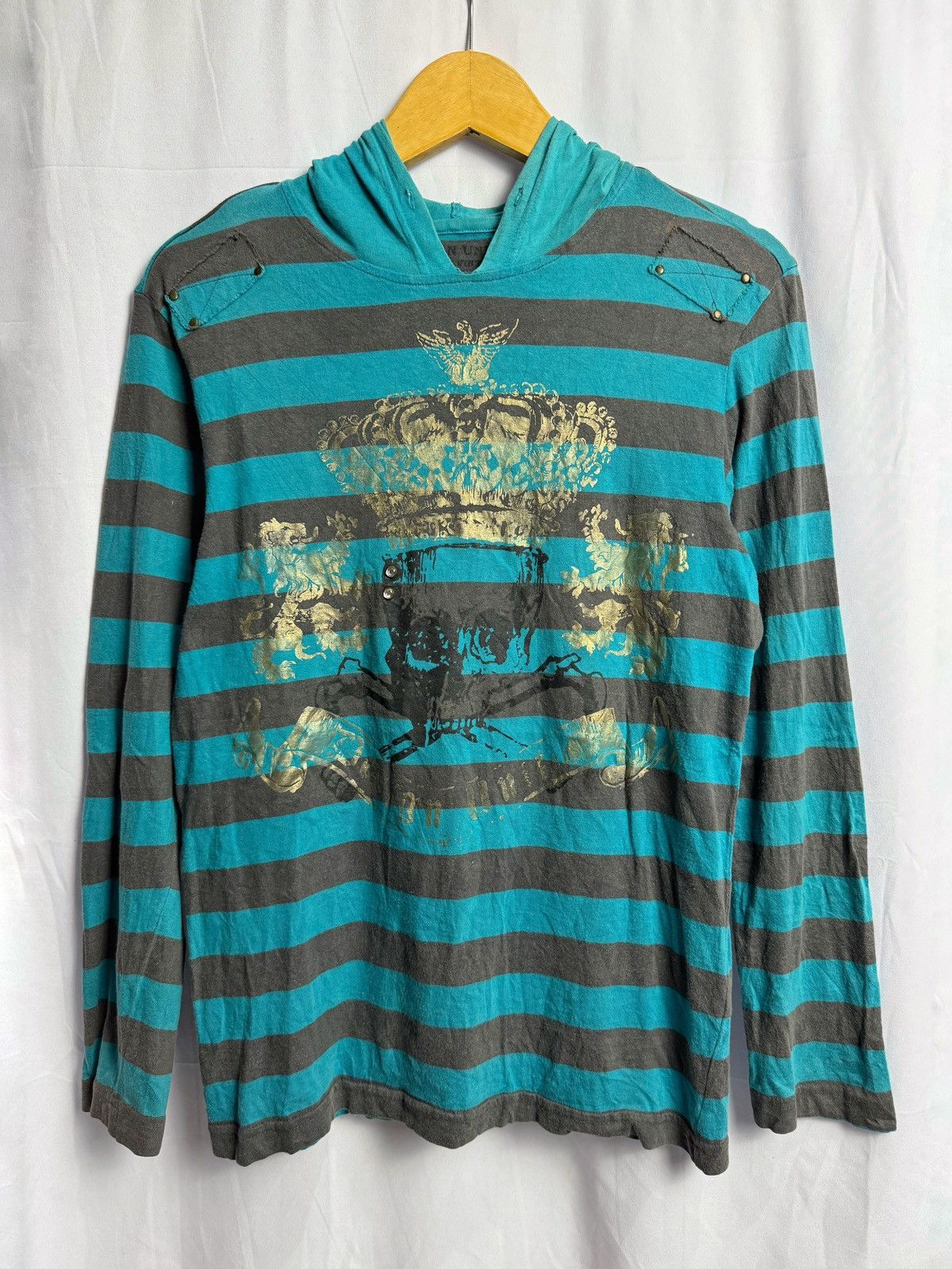 Skulls Design United Stripe Long Sleeve With Hoodie