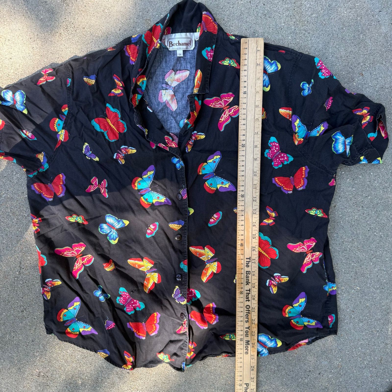 Vintage Butterfly All Over Print Button Up Blouse Shorts Set 1X Size XL / US 12-14 / IT 48-50 - 11 Thumbnail