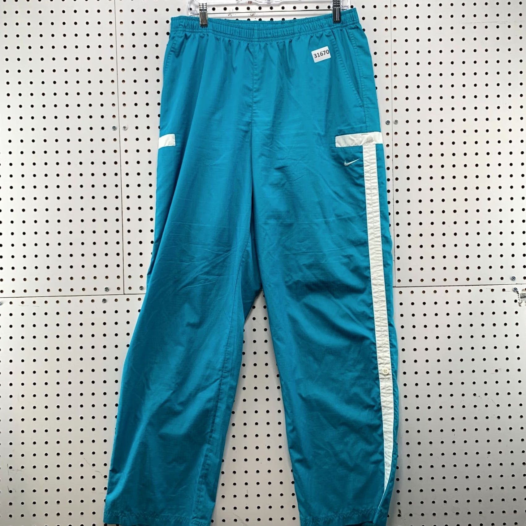 Nike Vintage Nike Pants Womens XL Teal Swoosh Windbreaker Fits 31x32 Size 40" / US 18 - 2 Thumbnail