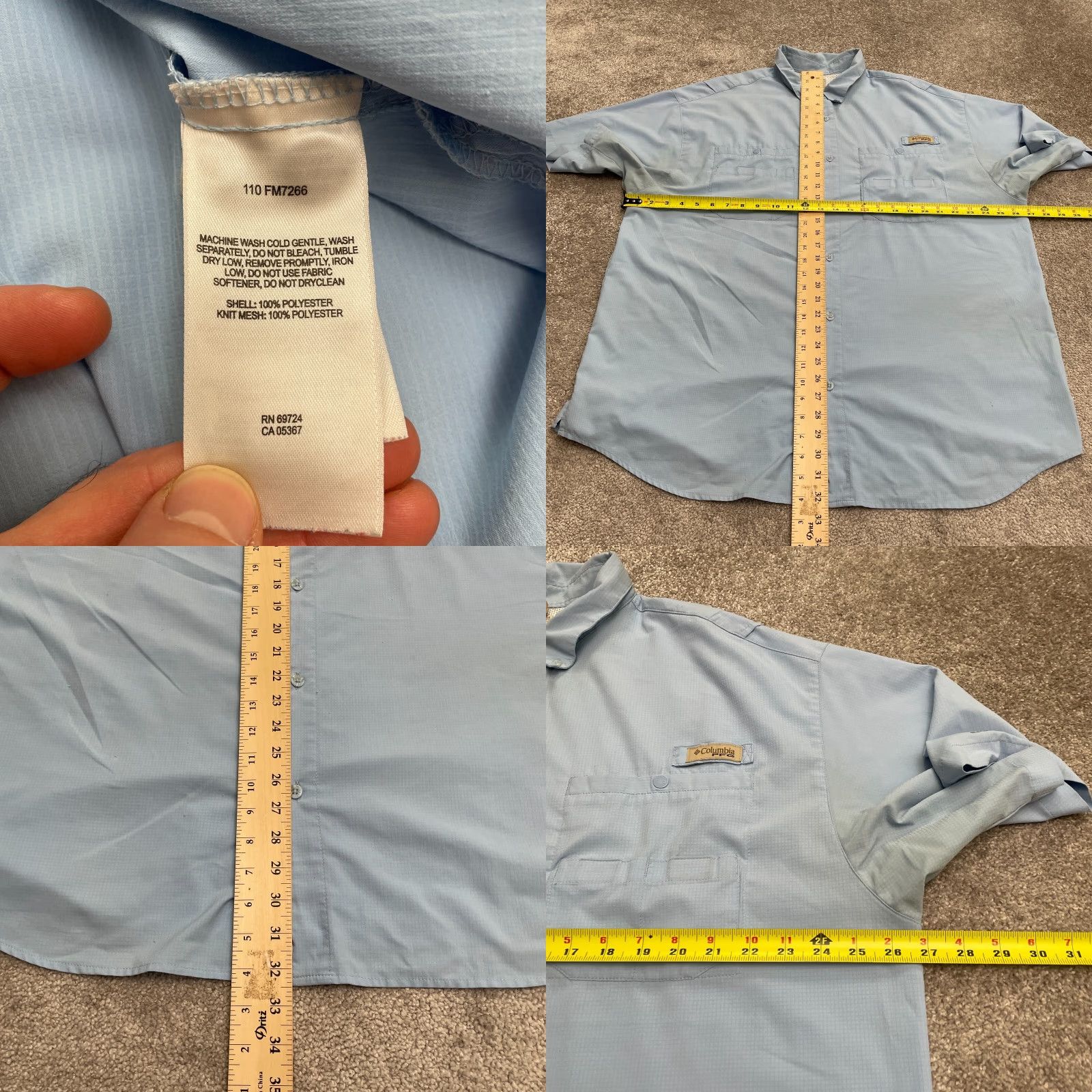 Vintage Columbia PFG Omni Shade Tamiami Shirt Mens XXL Light Blue Short Sleeve Fishing Size US XXL / EU 58 / 5 - 9 Thumbnail