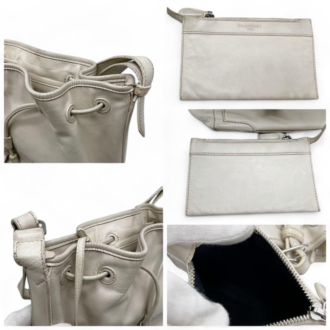Balenciaga Balenciaga - Bucket Punching Shoulder Bag Drawstring White Size ONE SIZE - 8 Thumbnail