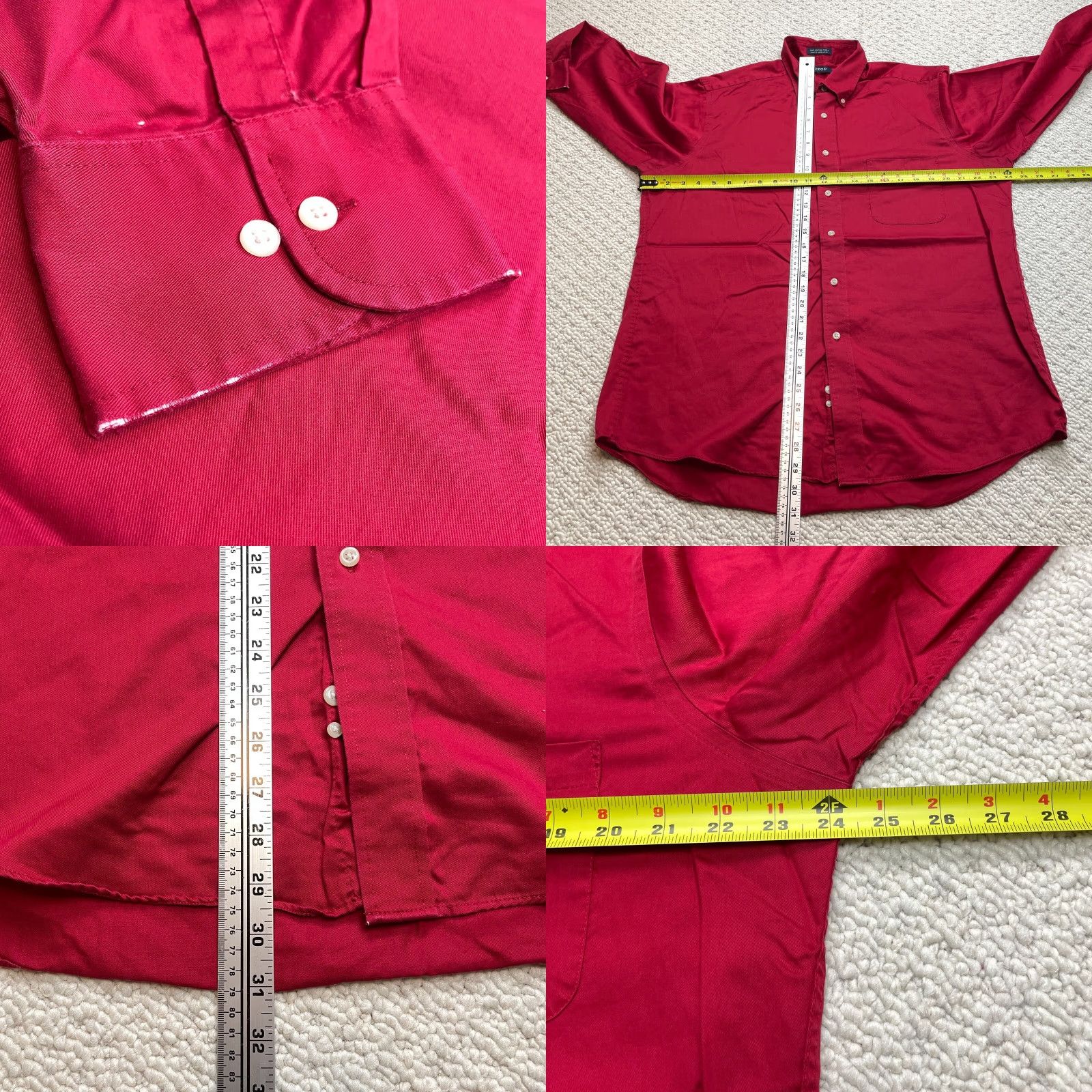 Izod VINTAGE IZOD Shirt Mens 16.5 32/33 Large Red Long Sleeve Button Down Collar Dress Twill Size 42R - 8 Thumbnail