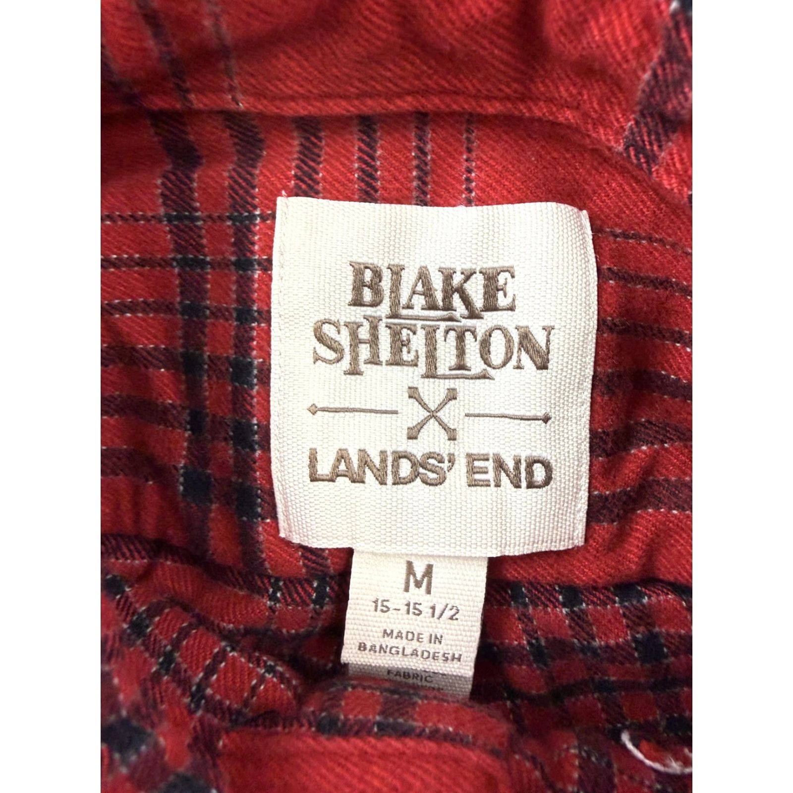 Vintage Blake Shelton x Lands' End Shirt Mens Medium Red Plaid Flannel Button-Up Casual Size US M / EU 48-50 / 2 - 3 Thumbnail