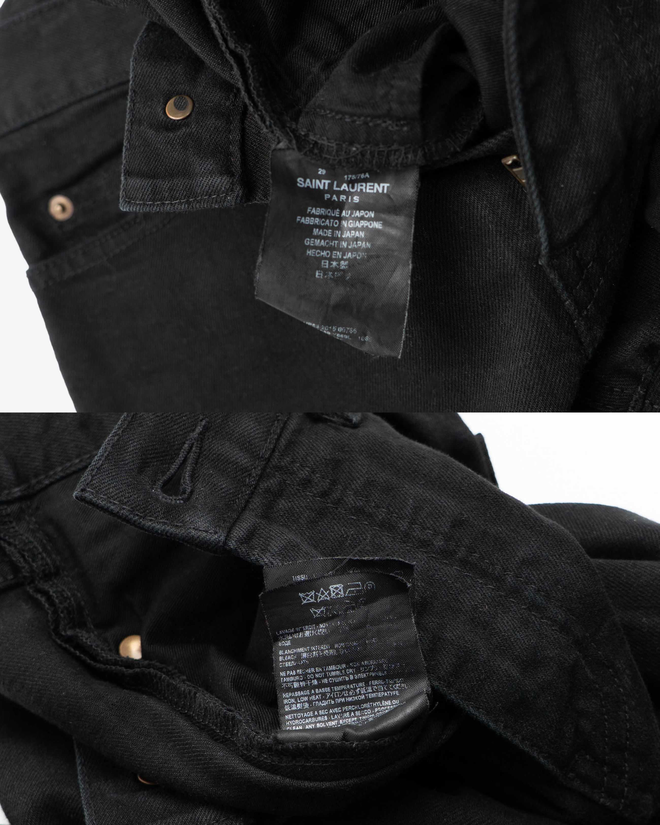 Saint Laurent Paris Black Ripped Skinny Denim Size US 29 - 4 Thumbnail