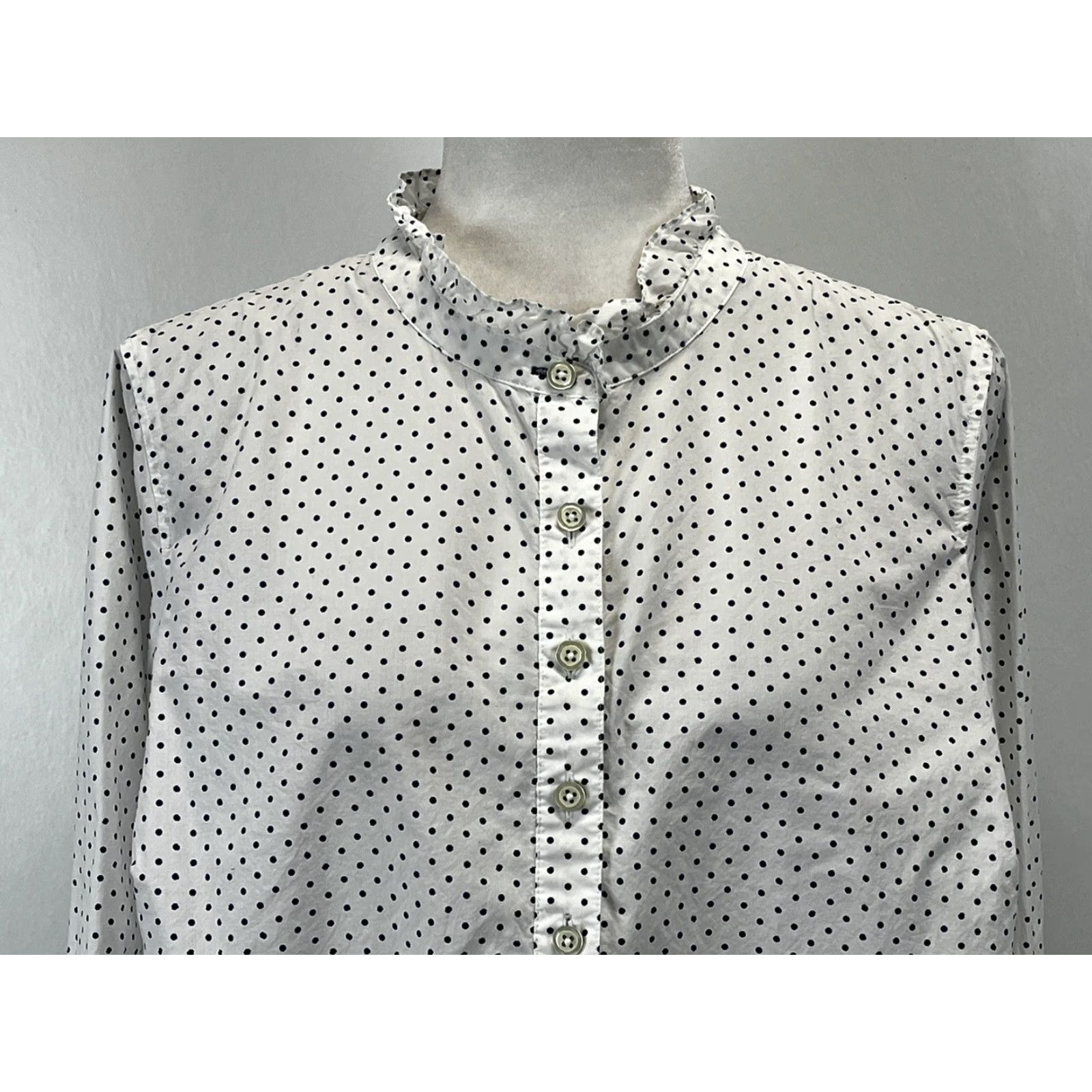 Talbots VINTAGE Talbots Polka Dot Tunic Blouse Shirt 1XP Plus Petite Cotton Women Roll Tab Long Sleeve White & Navy Mens? Women? Wait. Size XL / US 12-14 / IT 48-50 - 5 Thumbnail