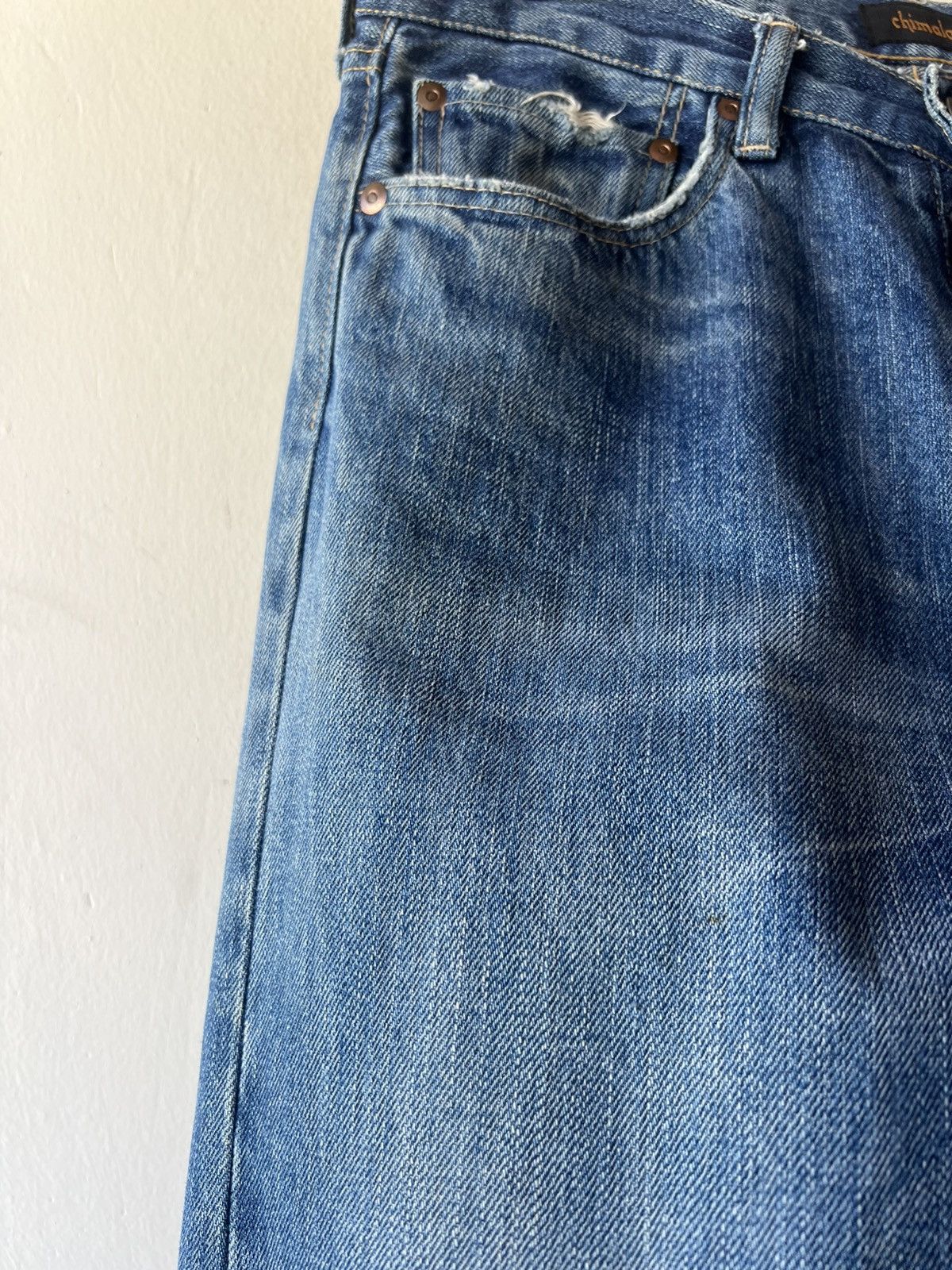 Chimala Chimala Japan Distressed Faded Denim Selvedge Jeans Size US 31 - 14 Thumbnail