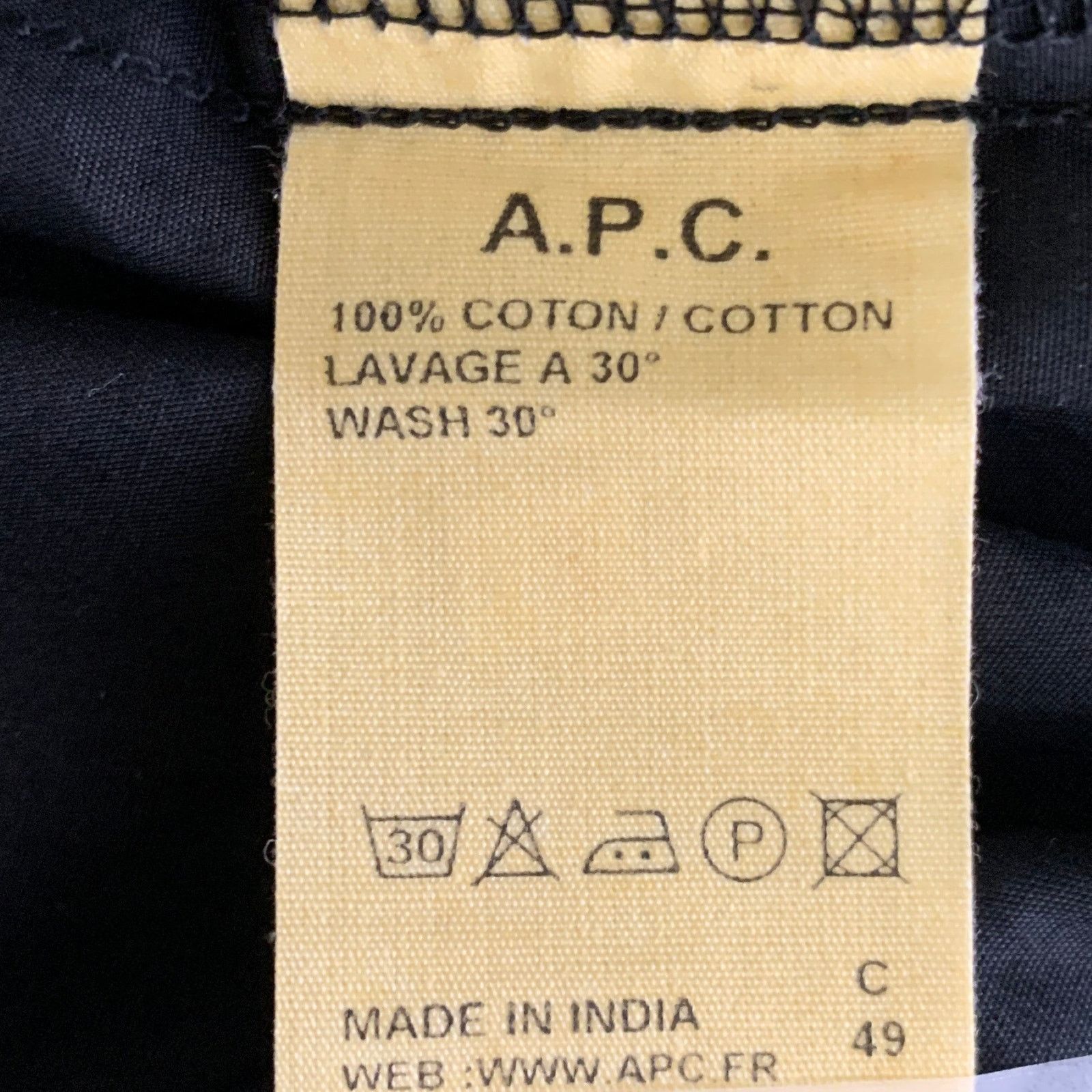 A.P.C. A.P.C. Size M Black Cotton Pointed Collar Long Sleeve Shirt Size US M / EU 48-50 / 2 - 5 Thumbnail