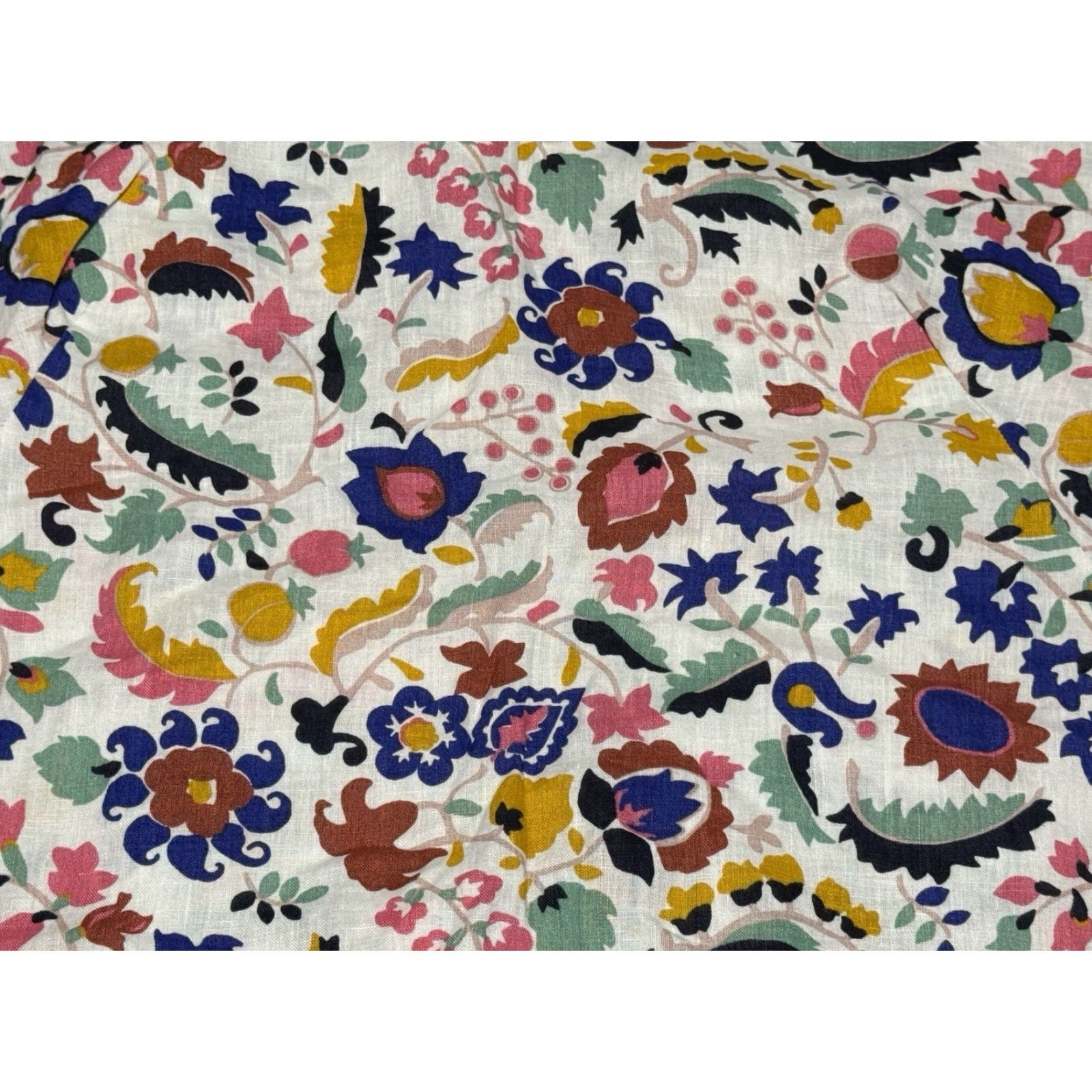 Boden VINTAGE Boden Women Blouse Size 10 Linen Floral V-Neck Short Sleeve Casual Spring Summer Fall Size L / US 10 / IT 46 - 3 Thumbnail