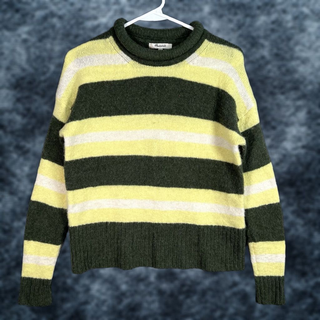 Madewell Madewell Striped Knit Sweater Womens XXS Green Yellow Alpaca Wool Blend Size XXS / US 00 / IT 34 - 1 Thumbnail