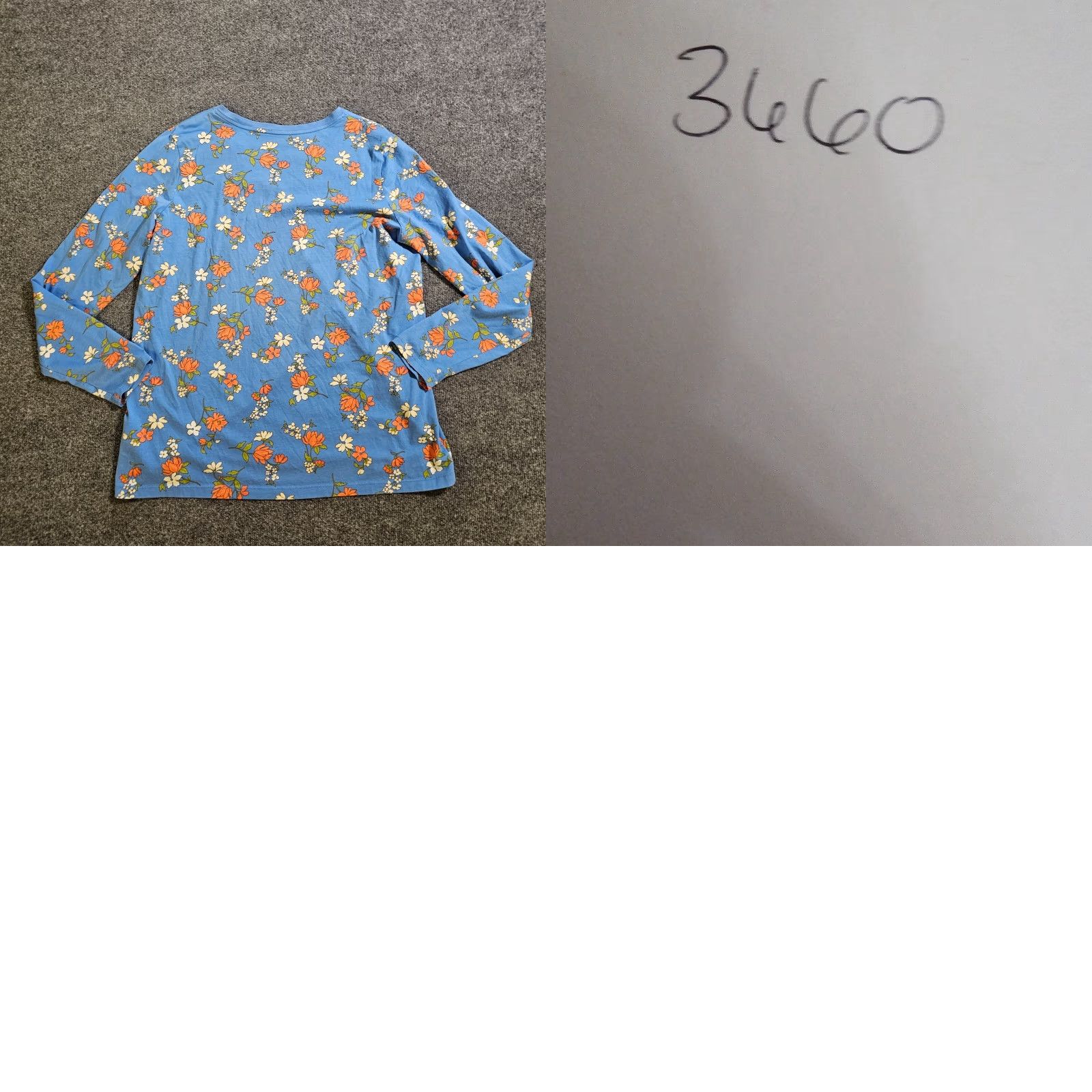 Lands' End Lands' End Top Shirt Womens Large Blue Floral V Neck Long Sleeve Stretch Casual Blouse Size L / US 10 / IT 46 - 8 Thumbnail