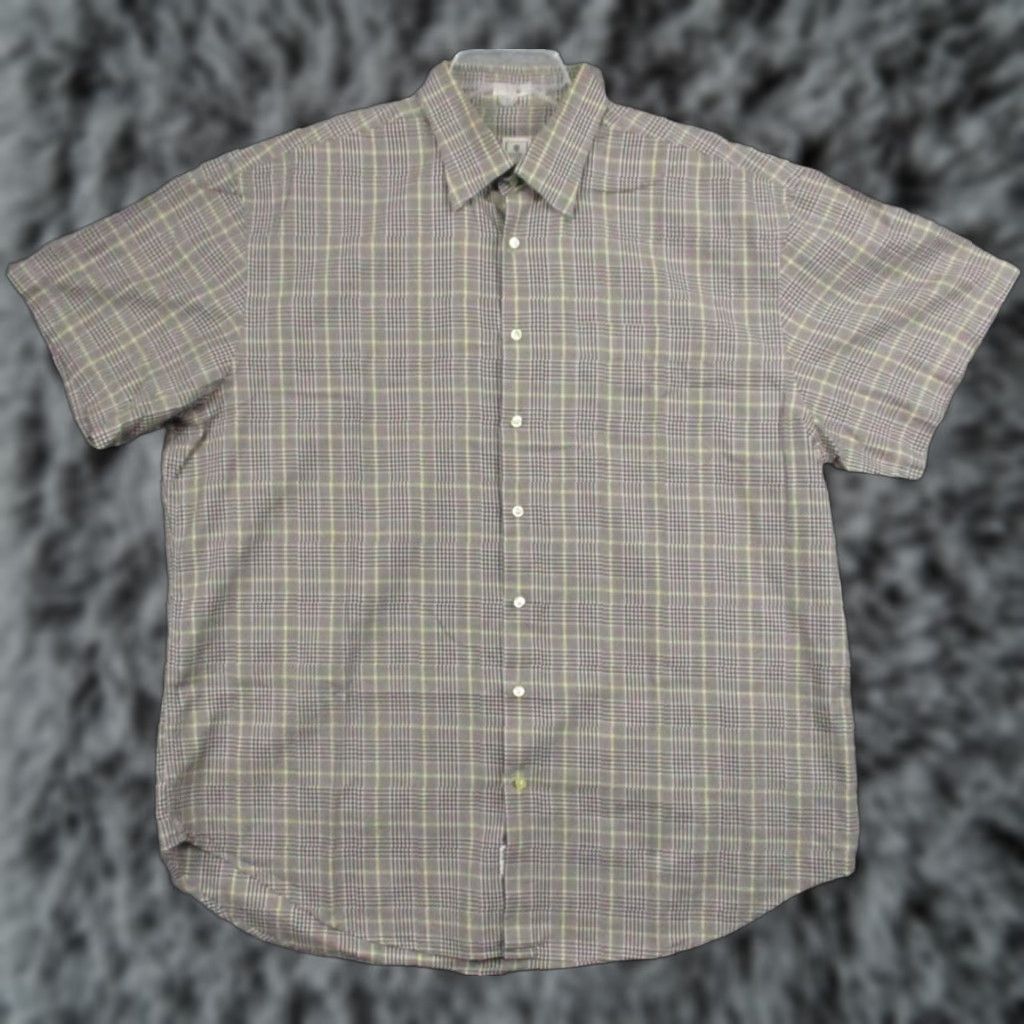 Peter Millar Peter Millar Crown Shirt XL Men's Cotton Button-Down Plaid Check Shirt Adult XL Brown Classic Short Sleeve Button-Up Size US XL / EU 56 / 4 - 1 Thumbnail
