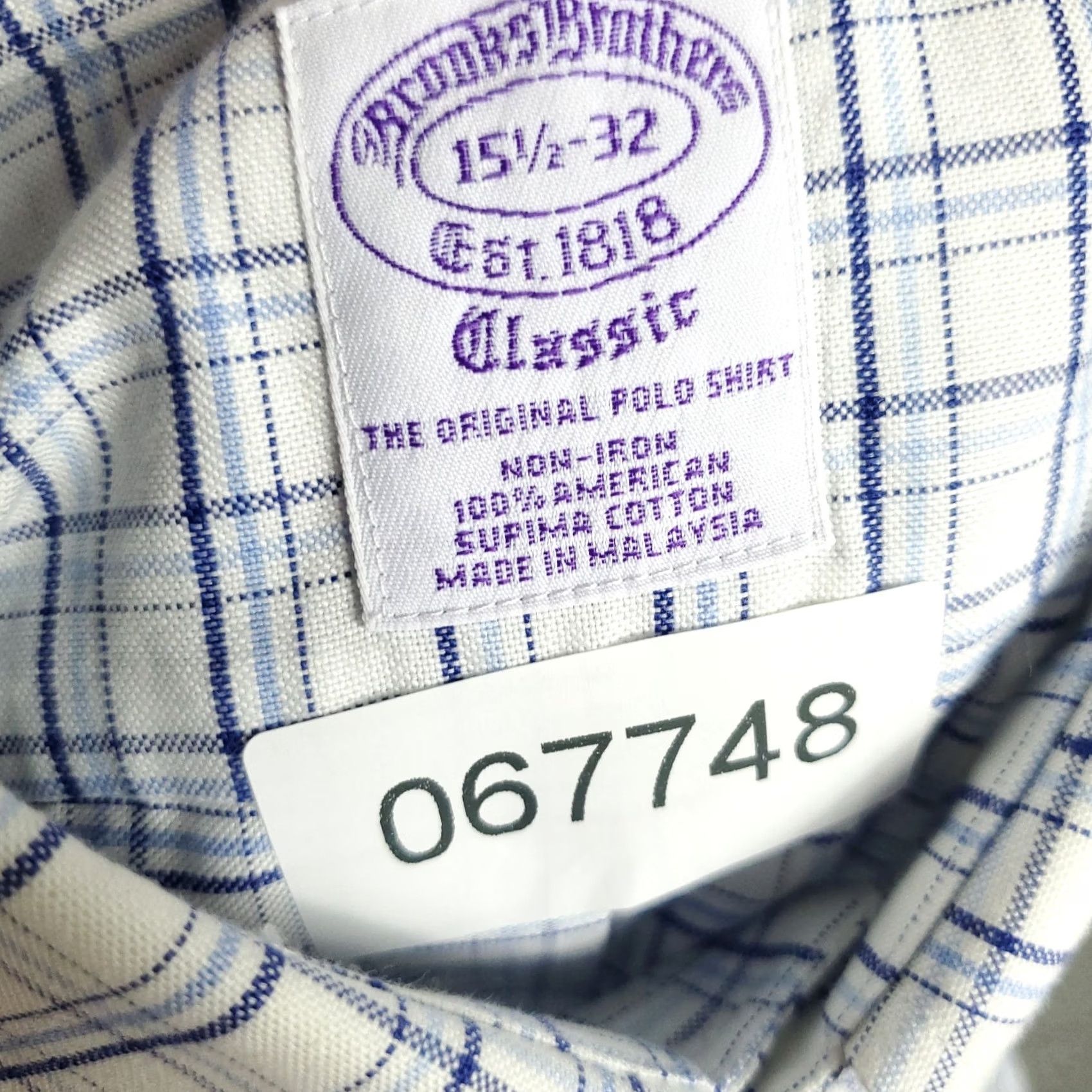 Brooks Brothers Brooks Brothers Shirt Mens 15.5 Blue Plaid Dress Button Up Long Sleeve Size 42R - 7 Thumbnail