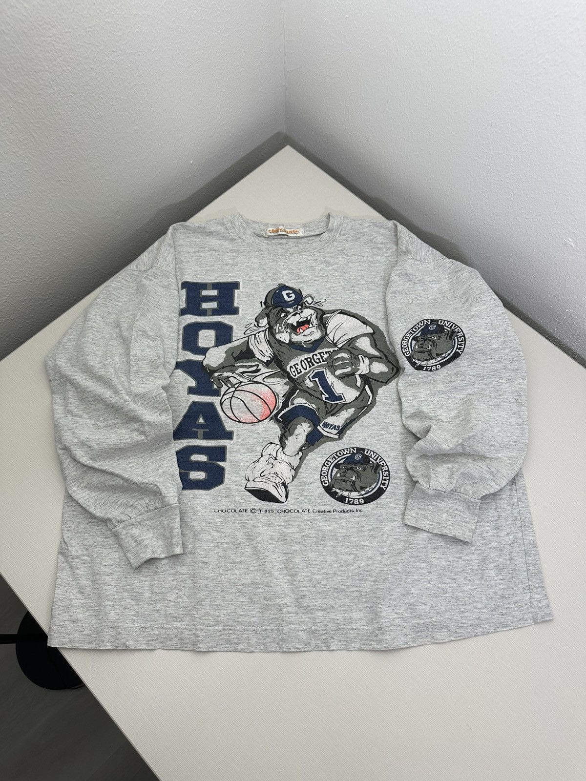 Chocolate Vintage 90s Georgetown Hoyas Crewneck L/S Tshirt Chocolate Size US M / EU 48-50 / 2 - 1 Thumbnail
