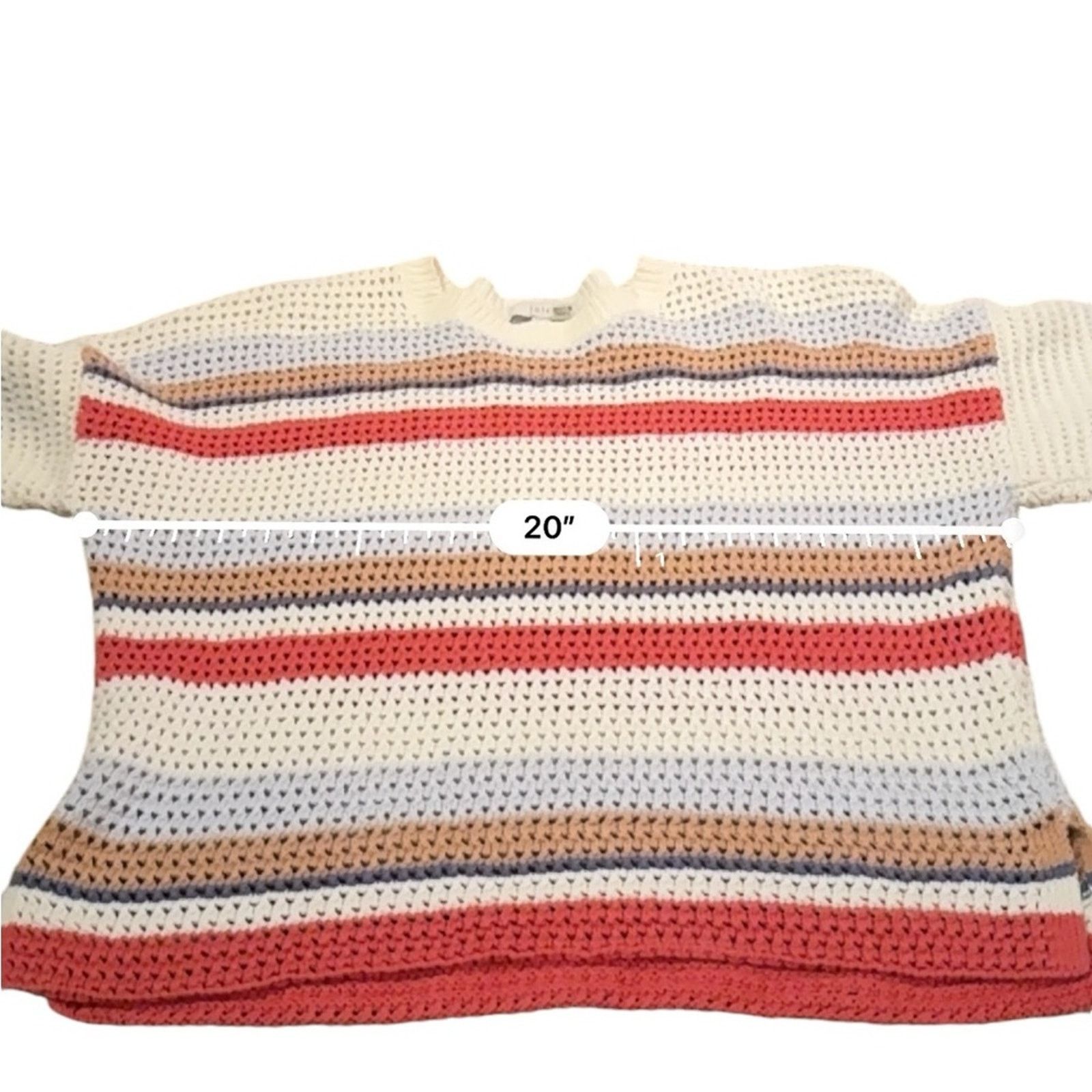 Joie Joie Diza White Striped Knit Long Sleeve Cropped Sweater Size L / US 10 / IT 46 - 7 Thumbnail