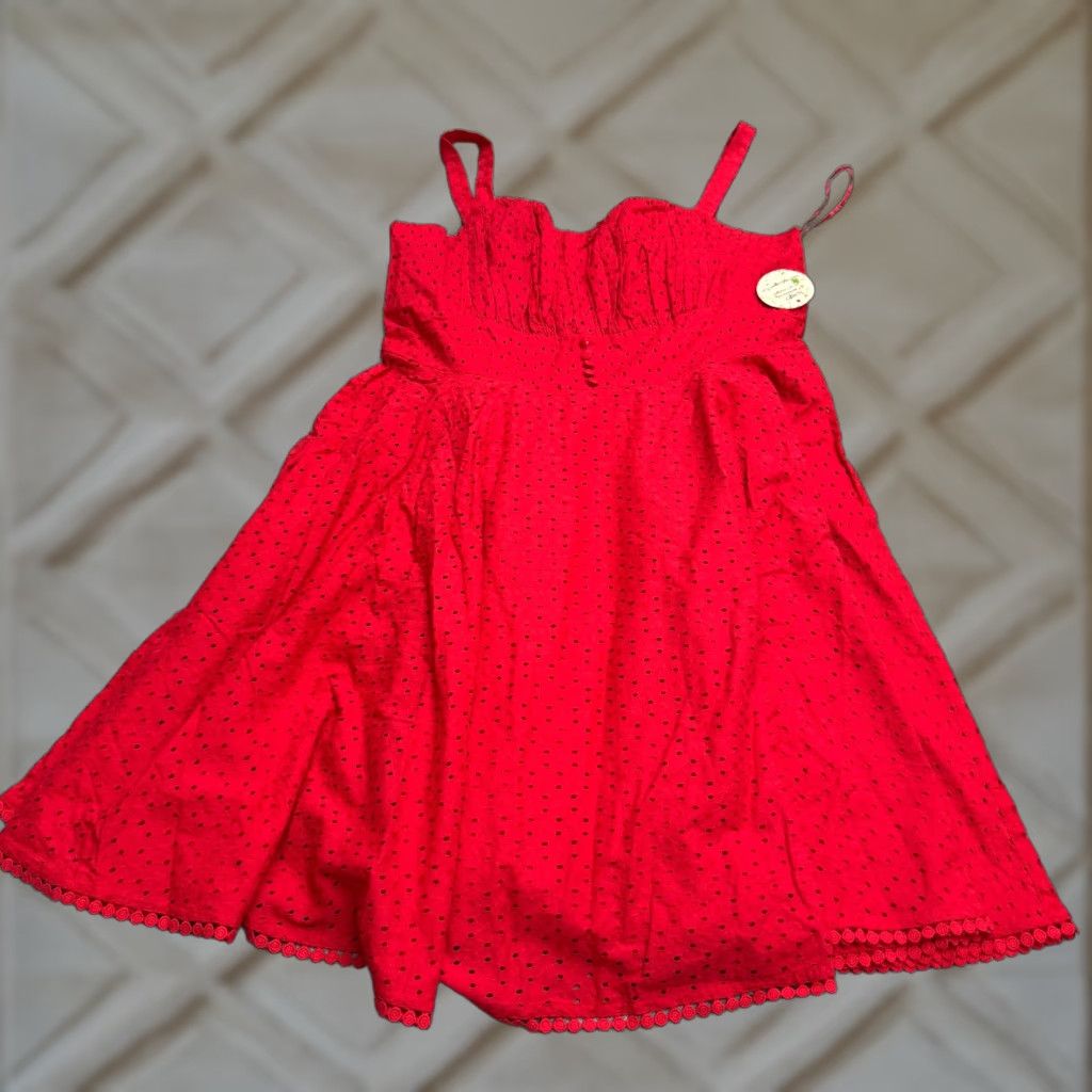 Vintage VINTAGE Timeless London Eyelet A-Line Dress Womens 18 Plus Red Sleeveless 100% Cotton NWT Ladies Short Froack? Size XXL / US 16-18 / IT 52-54 - 1 Thumbnail