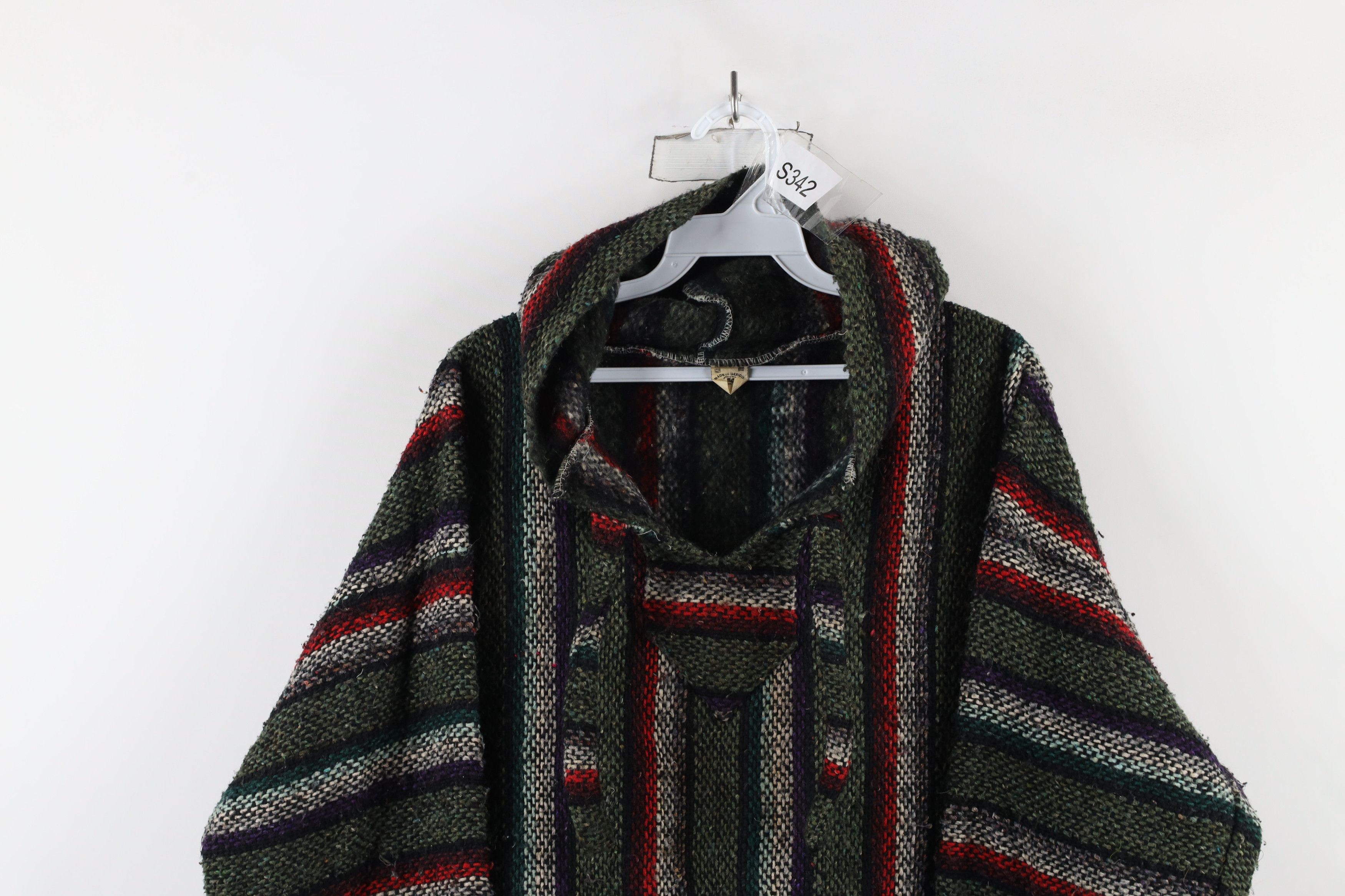 Vintage Vintage 90s Streetwear Knit Drug Rug Hoodie Sweatshirt Size US L / EU 52-54 / 3 - 2 Thumbnail