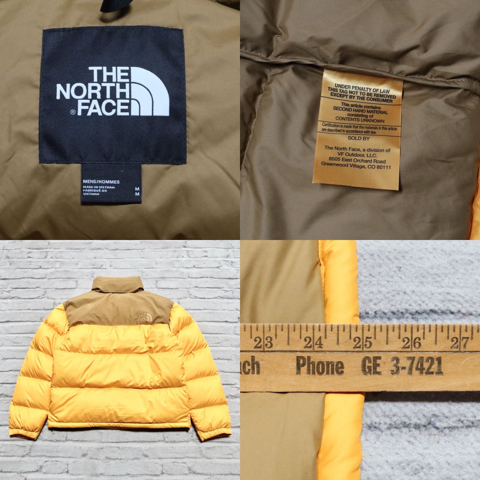 The North Face VINTAGE The North Face Nuptse Quilted Down Jacket Mens M Yellow Tonal Size US M / EU 48-50 / 2 - 8 Thumbnail