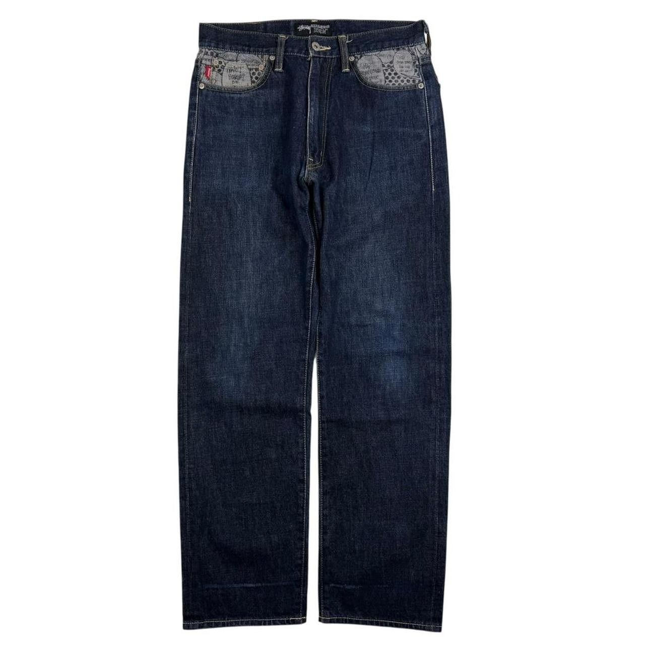 Stussy Vintage 2000s Stussy Rough Rugged Denim Comic Jeans Waist 31 Size US 31 - 2 Thumbnail