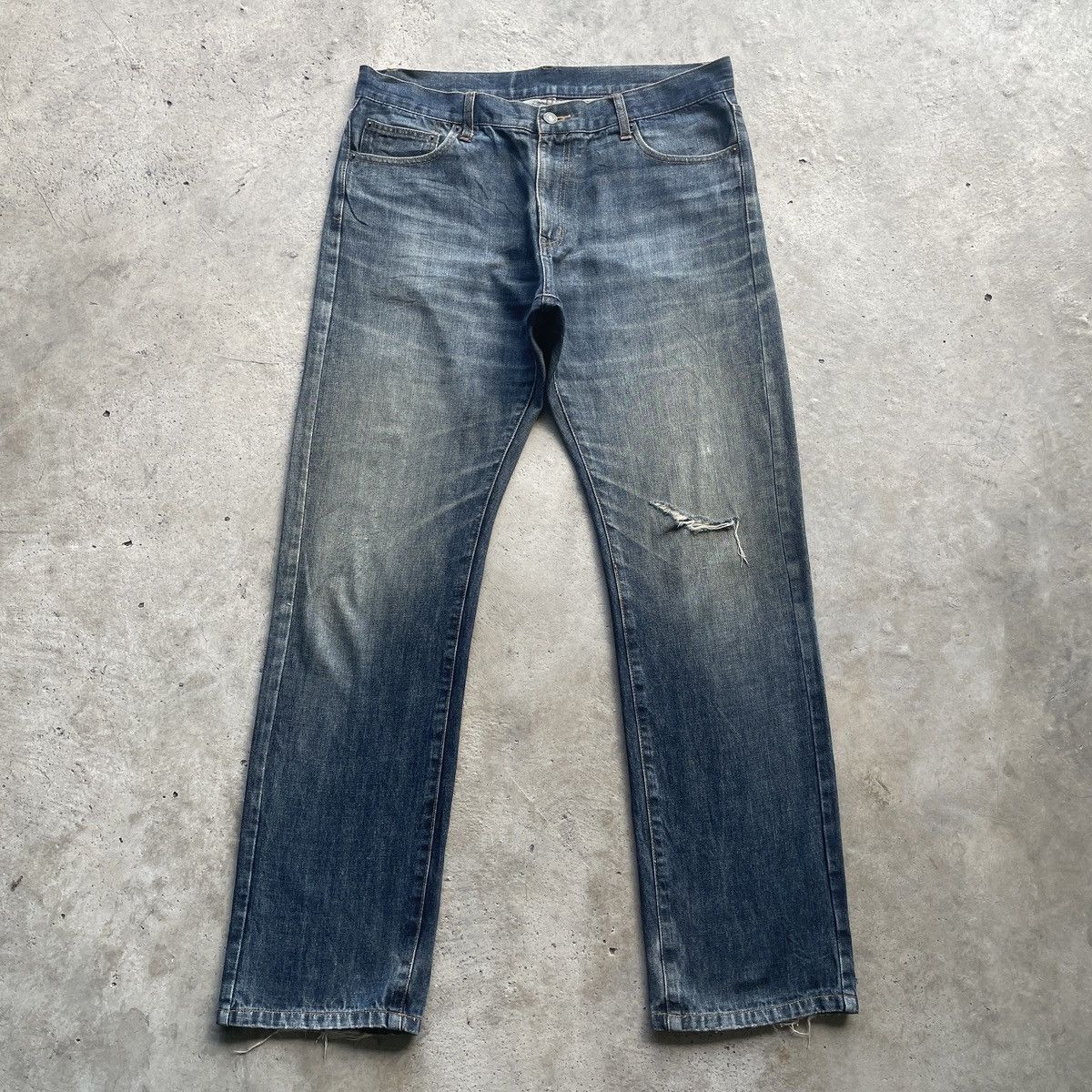 Japanese Vintage Faded Jeans Denim Pants Distressed W35