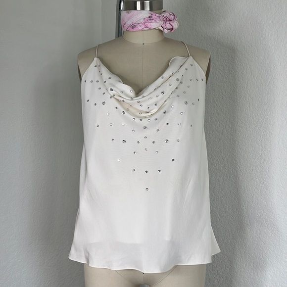 Dior × Vintage VTG Christian Dior Silk Rhinestone Cami 80's Size XL / US 12-14 / IT 48-50 - 1 Thumbnail