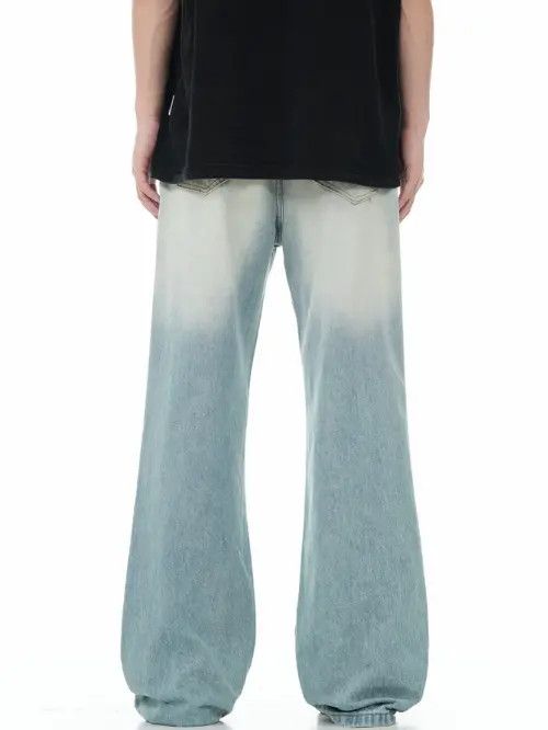 Japanese Brand × Jean Vintage light gradient ripped wide-leg jeans Size US 32 / EU 48 - 4 Thumbnail