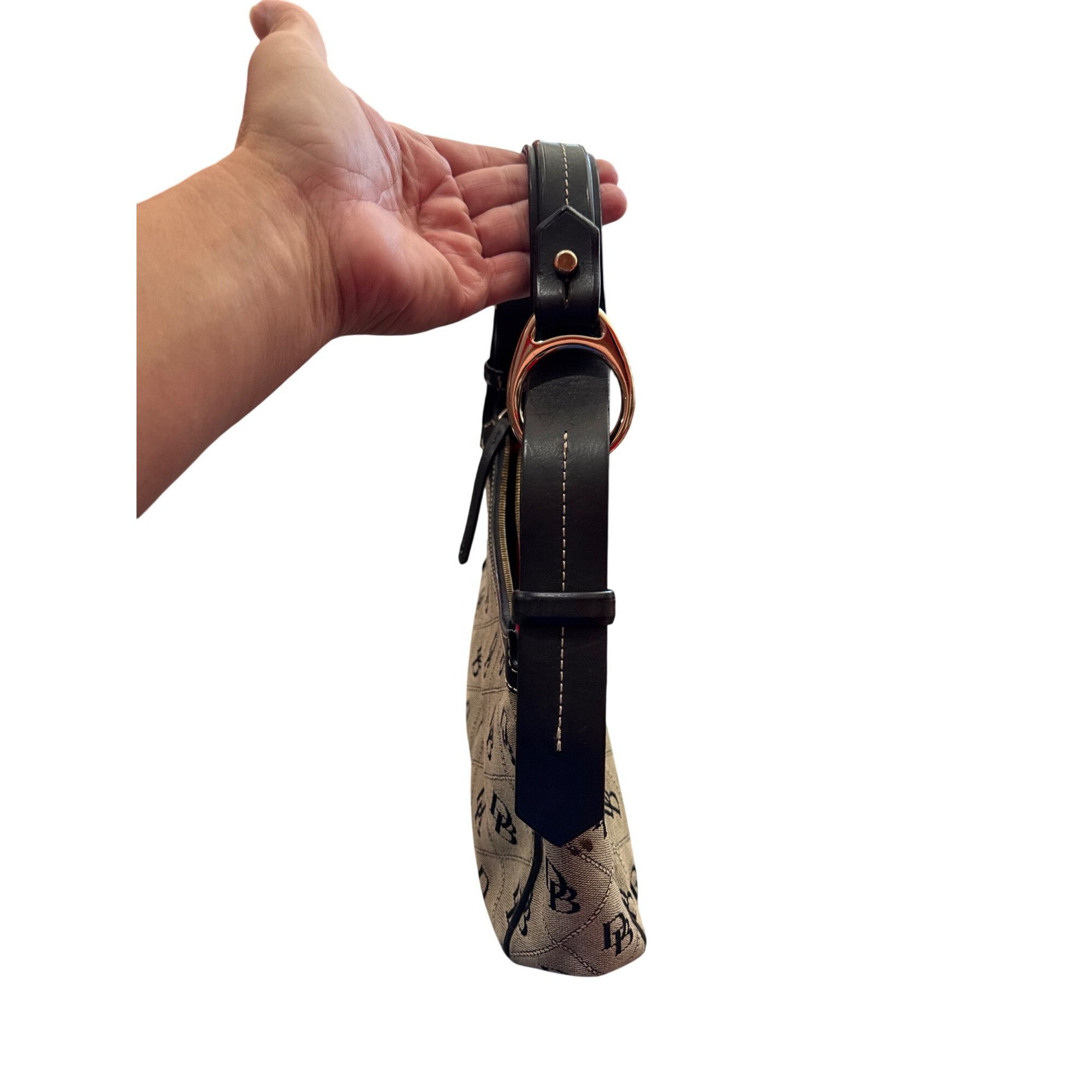 Dooney & Bourke Dooney Bourke Womens Brown Leather Canvas Satchel Handbag SK Size ONE SIZE - 8 Thumbnail