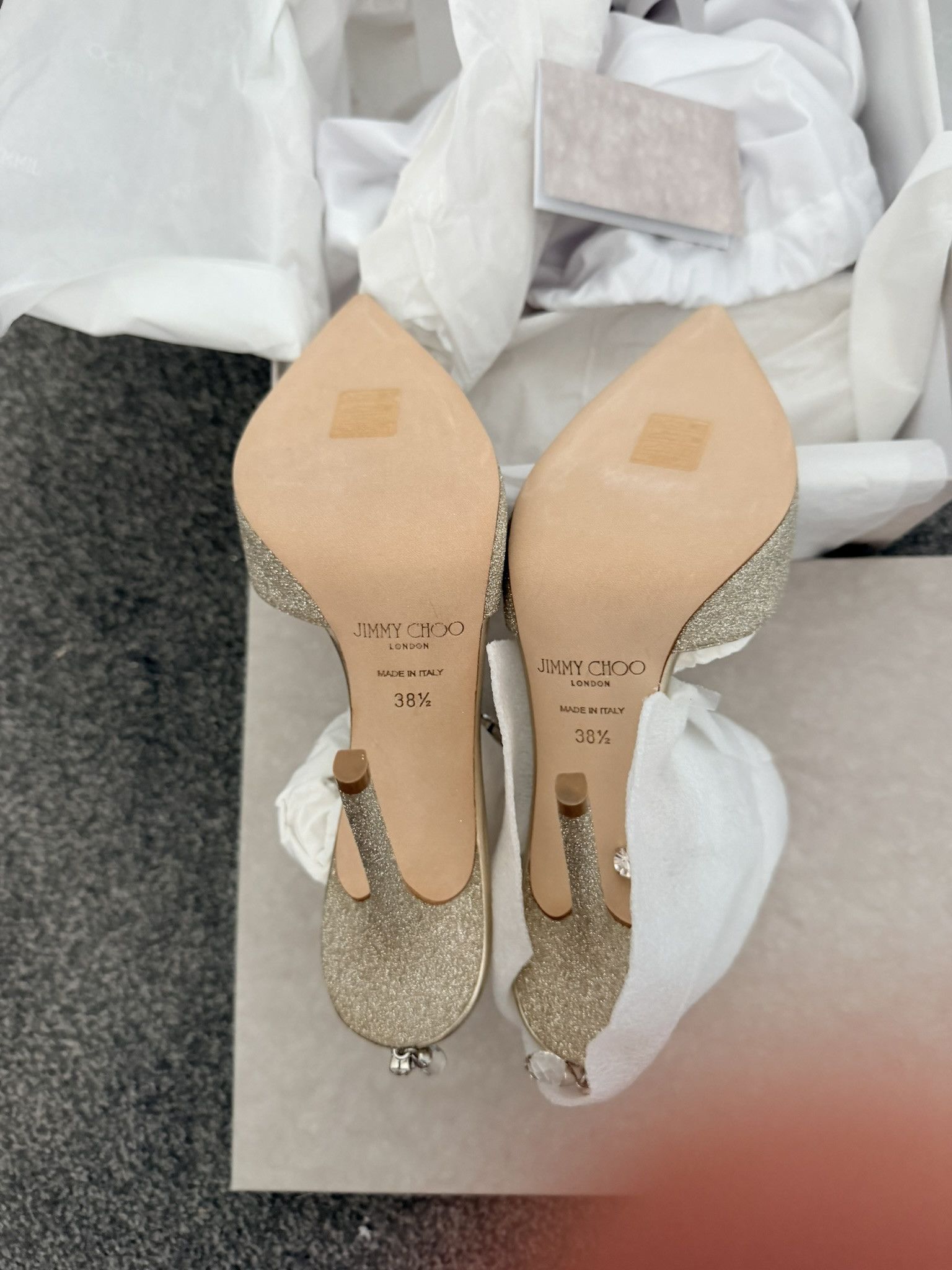 Jimmy Choo Jimmy Choo Saeda 38.5 Platinum Ice Crystal Size US 8.5 / IT 38.5 - 5 Thumbnail