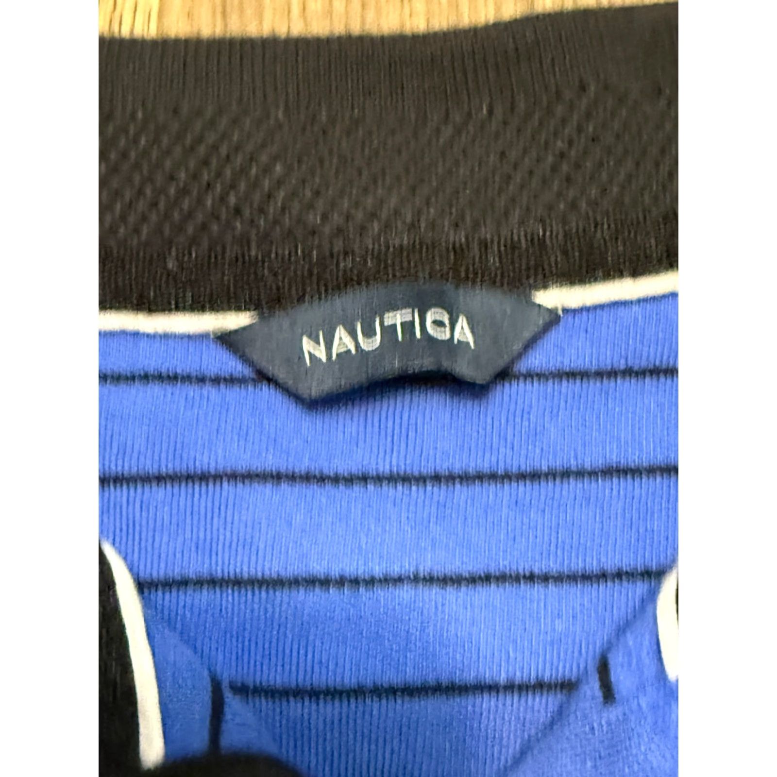 Nautica Nautica Polo Shirt Blue Black Striped Short Sleeve Size L Mens Regular Fit Button Size US L / EU 52-54 / 3 - 6 Thumbnail
