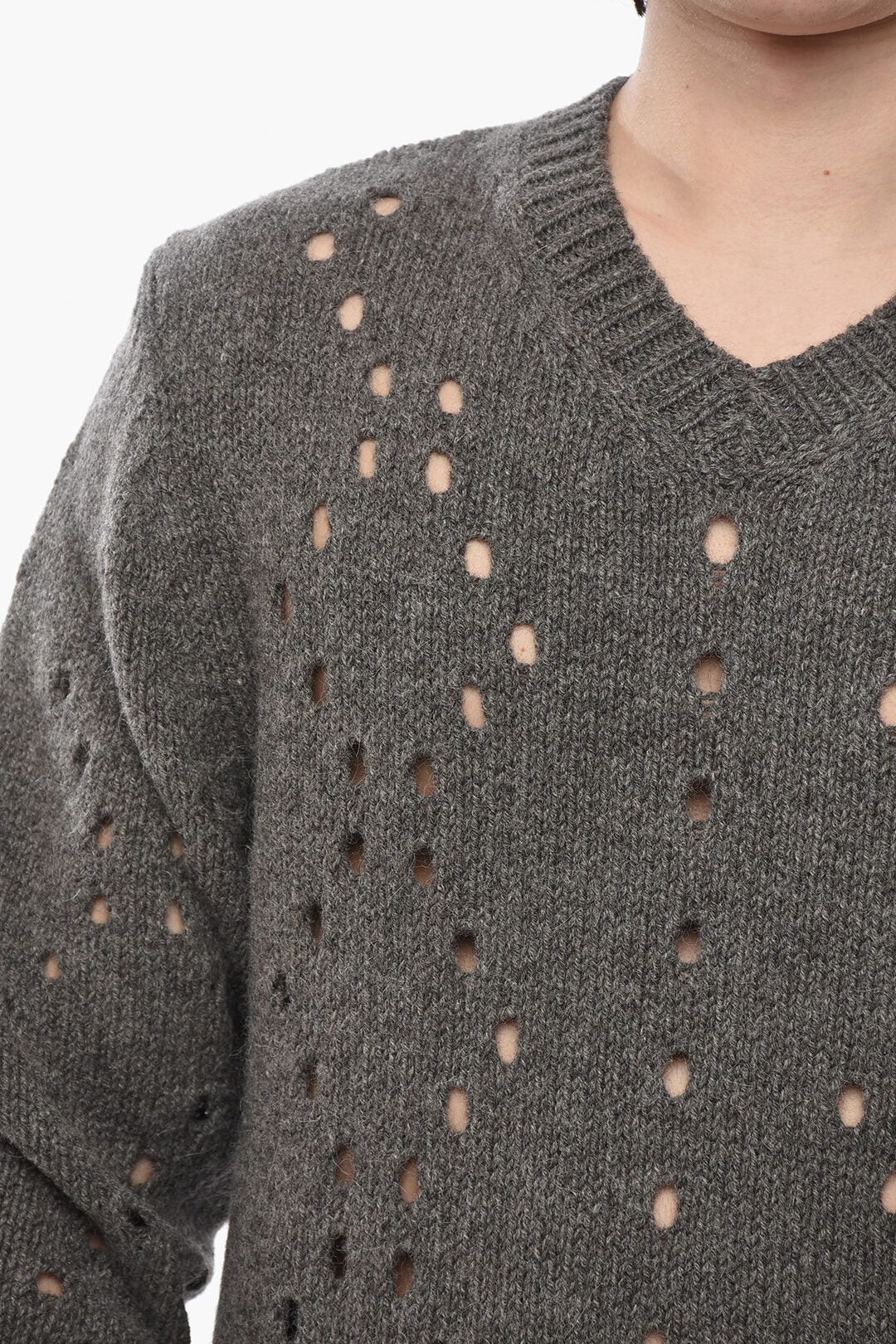 Givenchy og1mm0326 Openwork Alpaca-Blend Crewneck Sweater in Grey Size US L / EU 52-54 / 3 - 3 Thumbnail