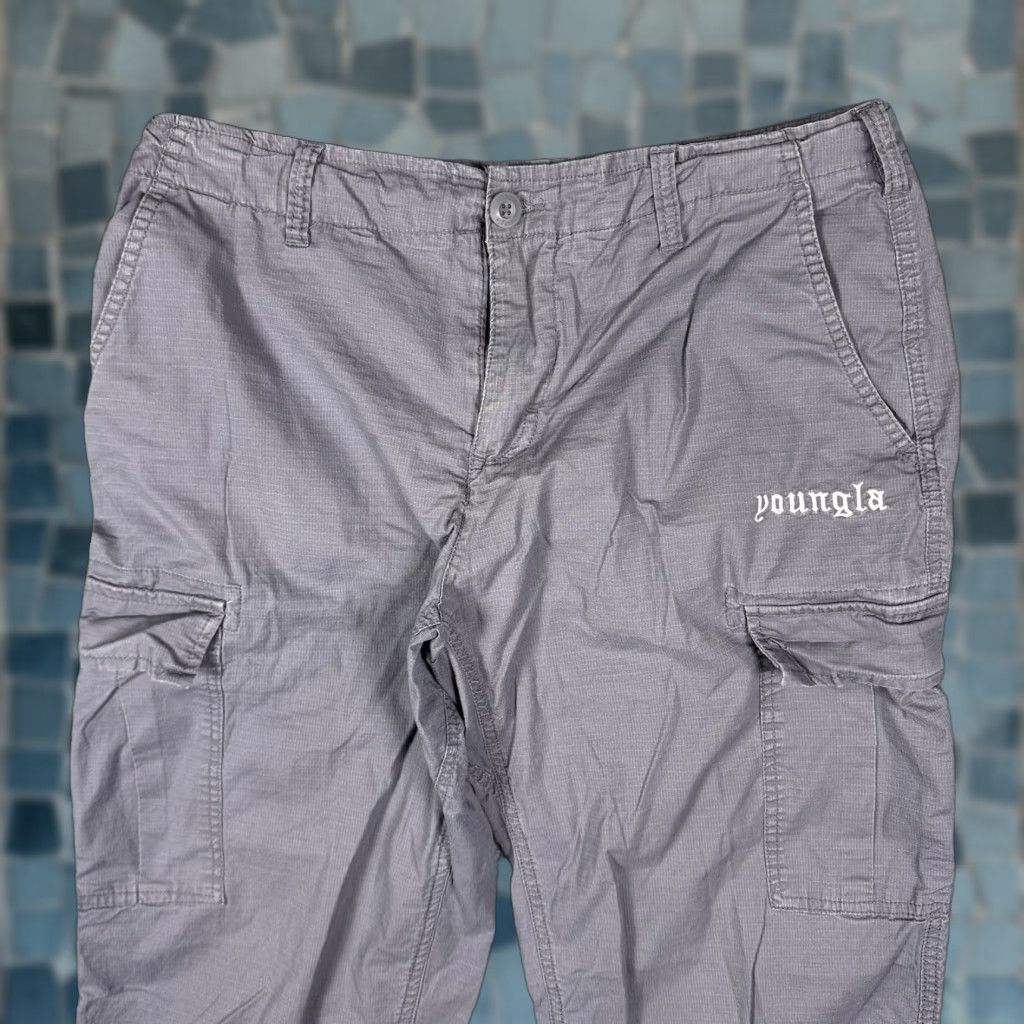 YoungLA YoungLA Pants Mens M 32x28 TrailBlaze Cargo Ripstop Canvas Streetwear Pants Mens M Gray 226 TrailBlaze Cargos Size US 31 - 1 Thumbnail