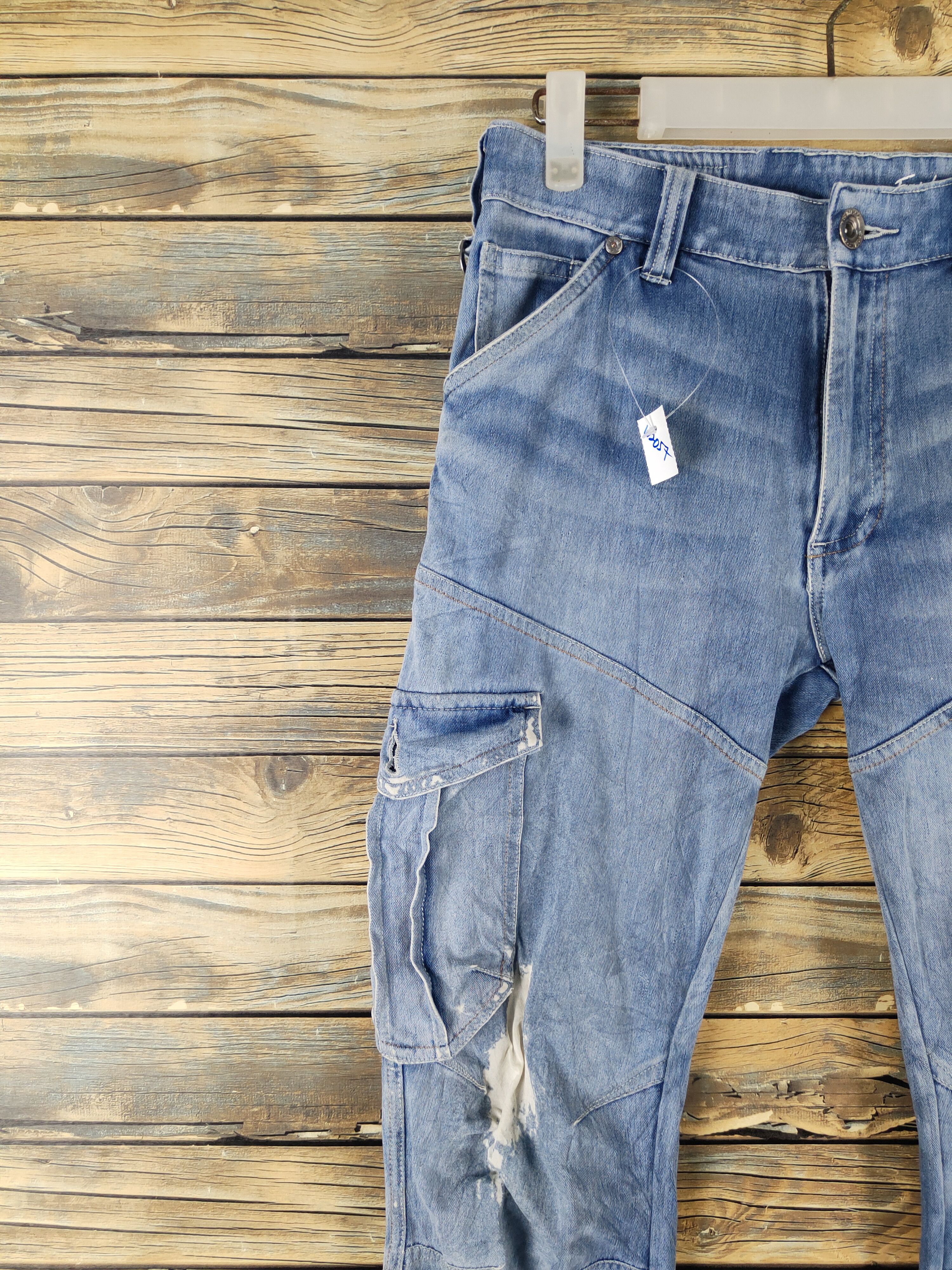 Japanese Brand FieldCore Blue Distressed Ripped Soft denim Jeans #W2057 Size US 30 / EU 46 - 3 Thumbnail