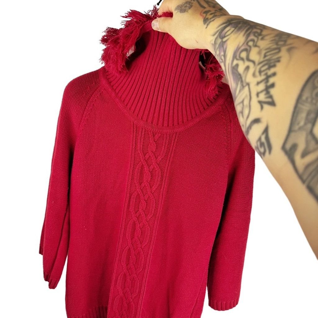 Other KAREN SCOTT Womens Festive Red Cowl Neck Frills Cable Knit S Size S / US 4 / IT 40 - 4 Thumbnail