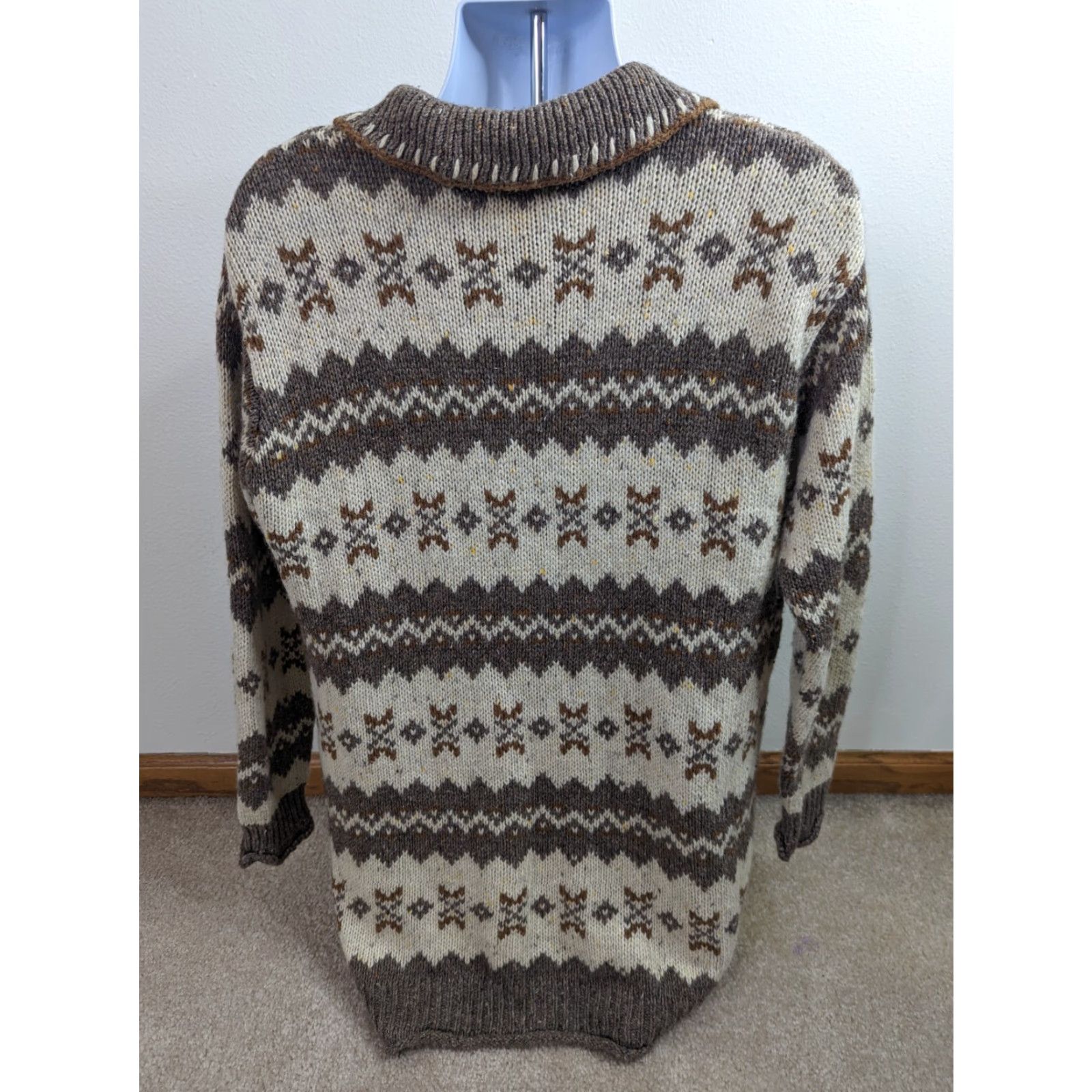 Vintage VINTAGE St. Johns Bay Sweater Mens Large Beige Fair Isle Knit Grandpa S3M 90s Pullover Striped Knit Shirt? Size US L / EU 52-54 / 3 - 3 Thumbnail
