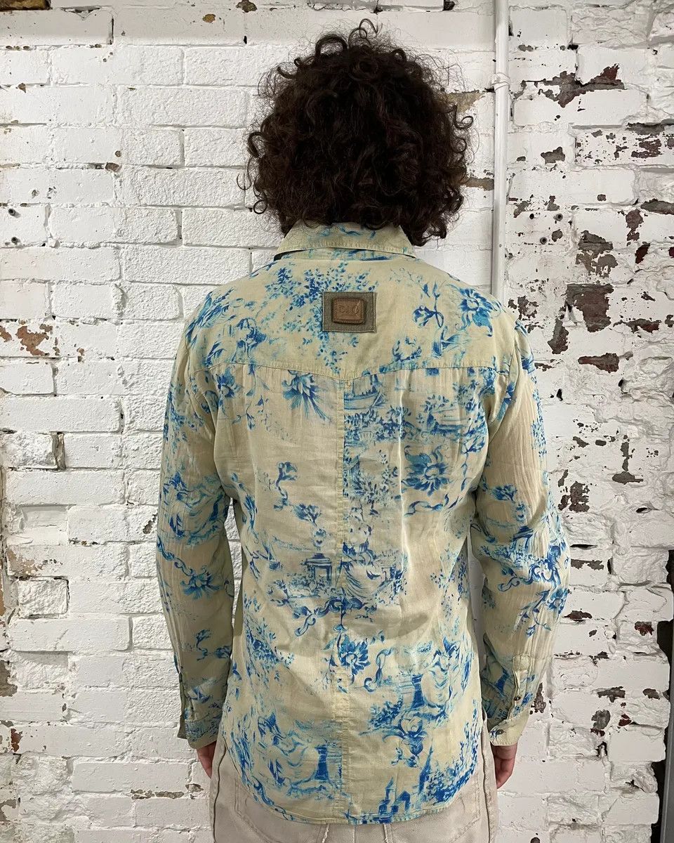 Dolce & Gabbana SS2004 Dolce & Gabbana Blue Floral Print Cream Shirt Size US L / EU 52-54 / 3 - 3 Thumbnail