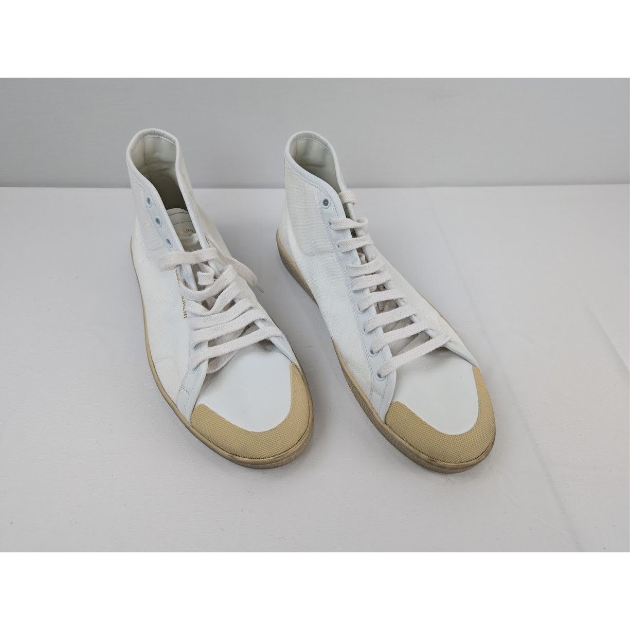 Saint Laurent Paris o1rshd1 Mid-Top Sneakers in Off-White Size US 12 / EU 45 - 6 Thumbnail