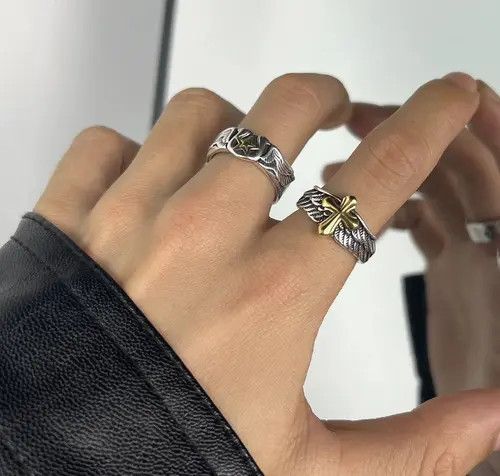 Japanese Brand Retro gothic punk adjustable triple star ring Size ONE SIZE - 5 Thumbnail