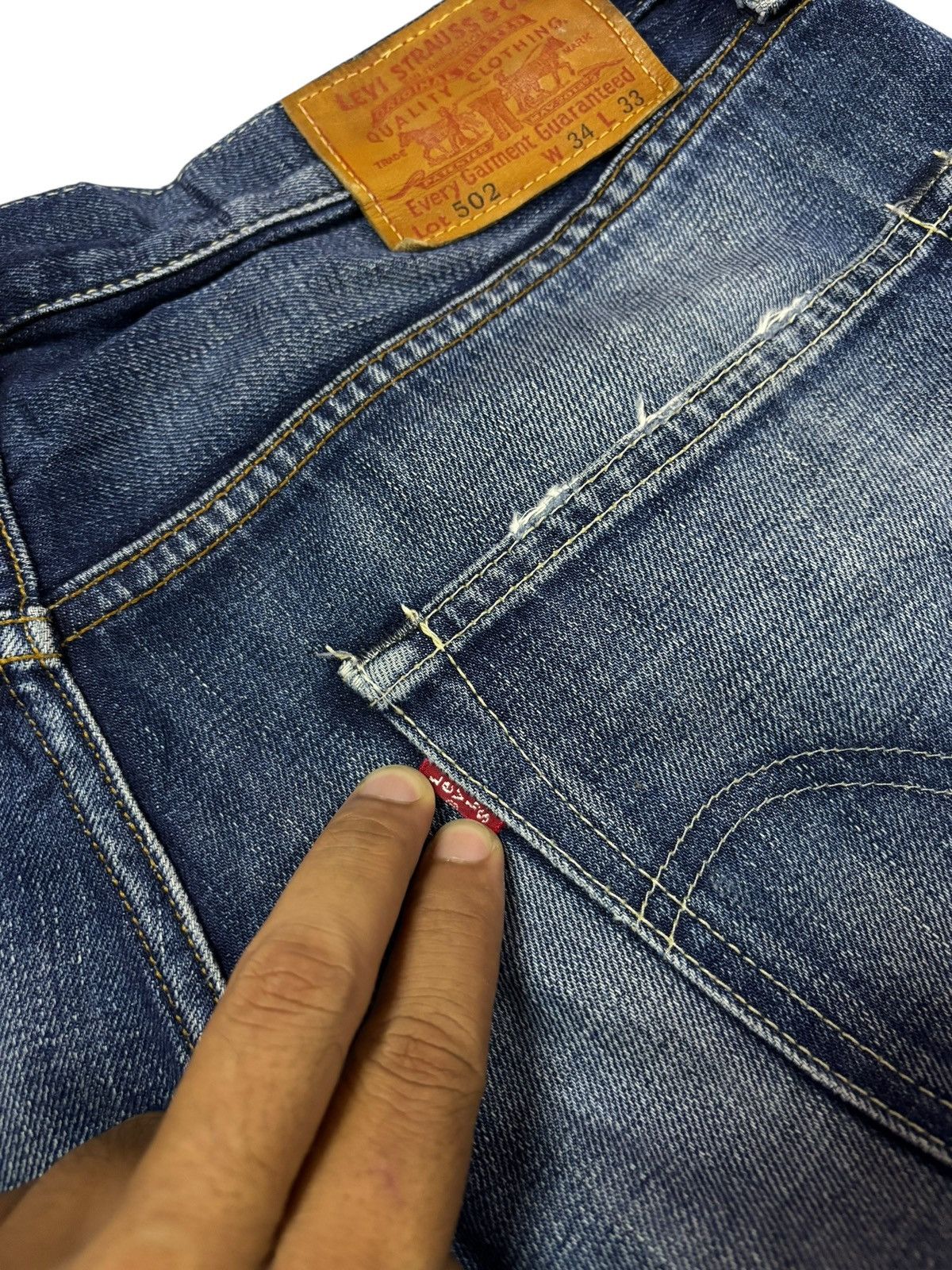 Levi's Vtg 90s Levis 502 Distressed Jeans Size US 34 / EU 50 - 6 Thumbnail