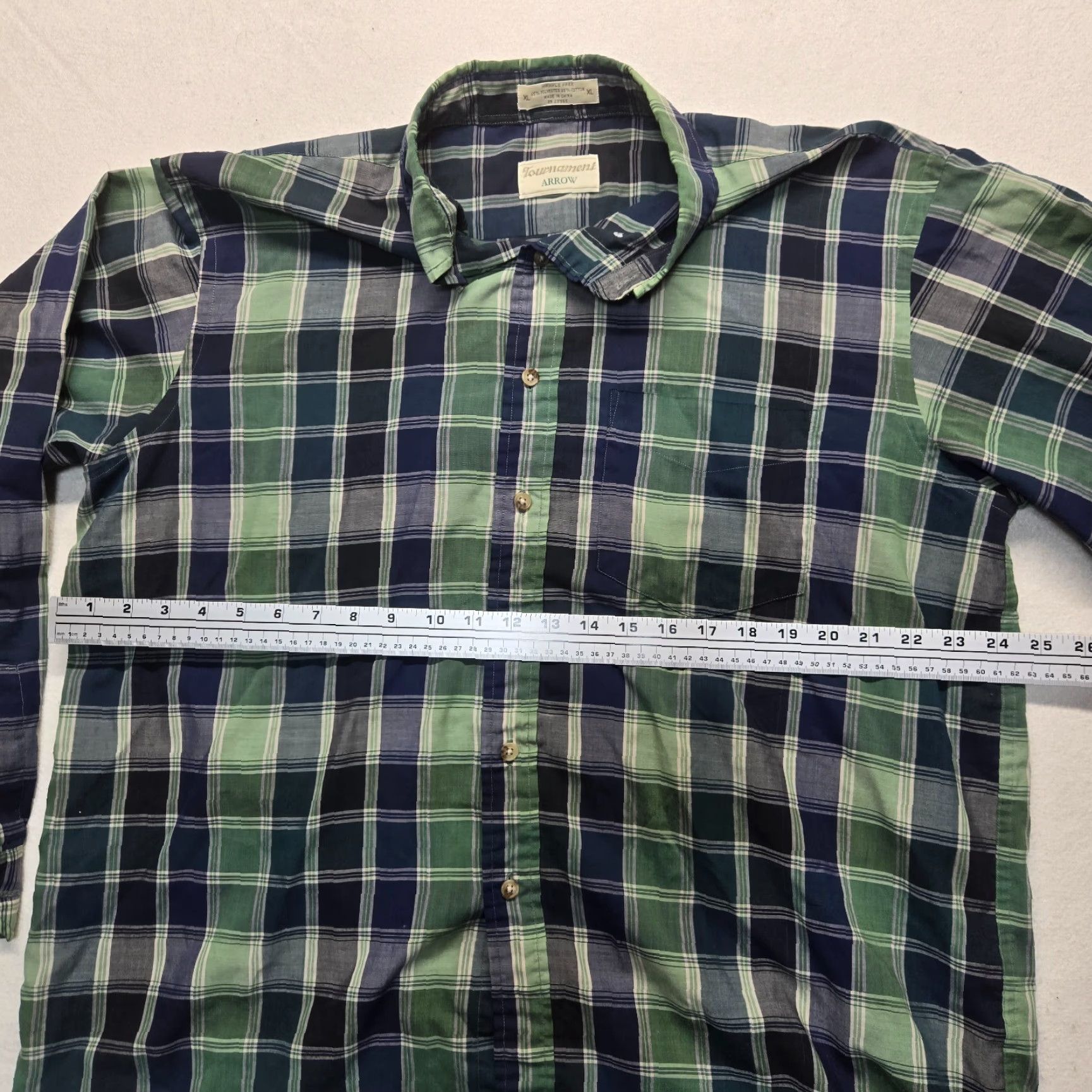 Arrow Arrow Shirt Button-Up XL Mens Multicolor Plaid Long Sleeve Cotton Blend Shirt with Pockets Size US XL / EU 56 / 4 - 4 Thumbnail