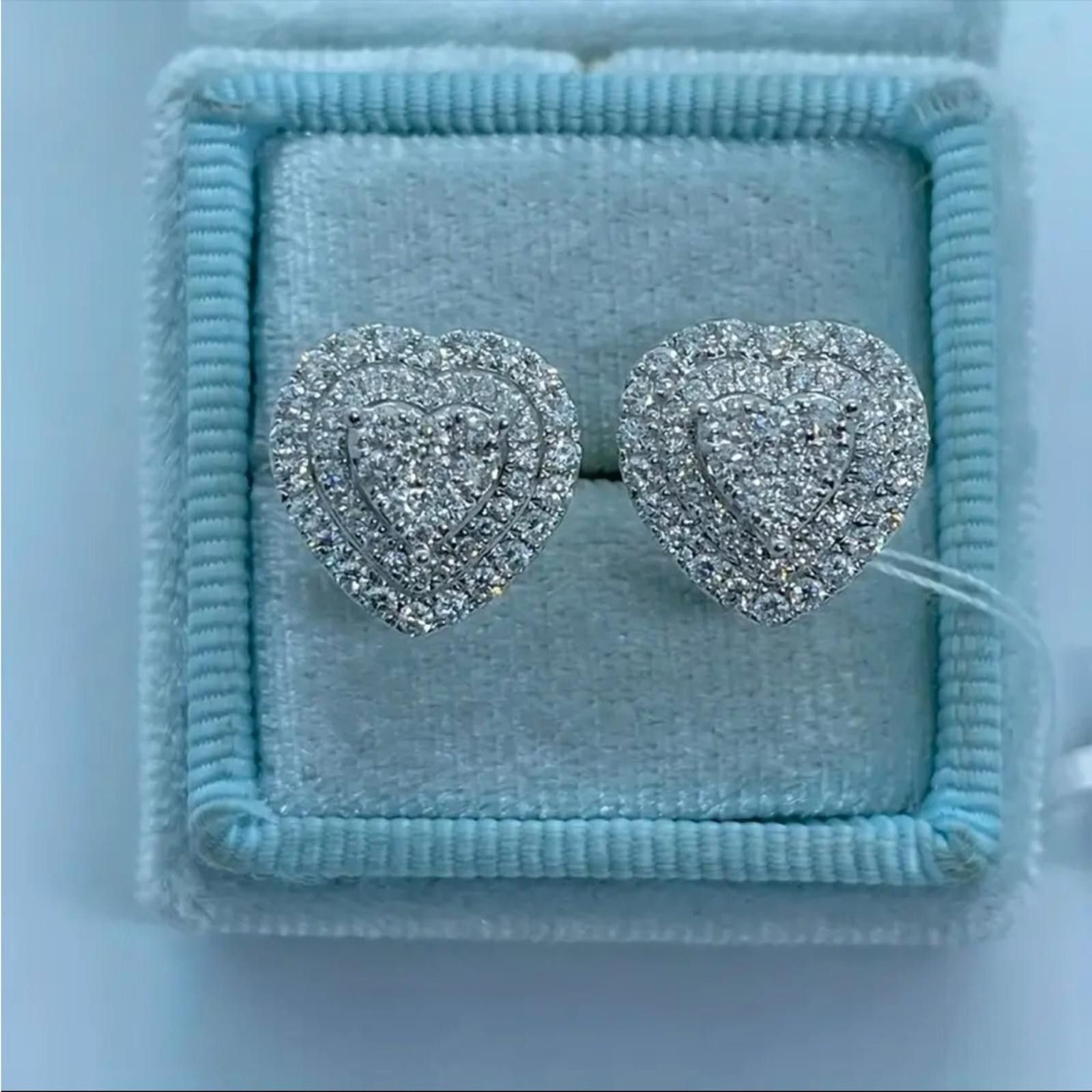 Designer 14k White Gold Plated 1.30 Ct Round Cut Sim Diamond Earrings Size ONE SIZE - 1 Thumbnail